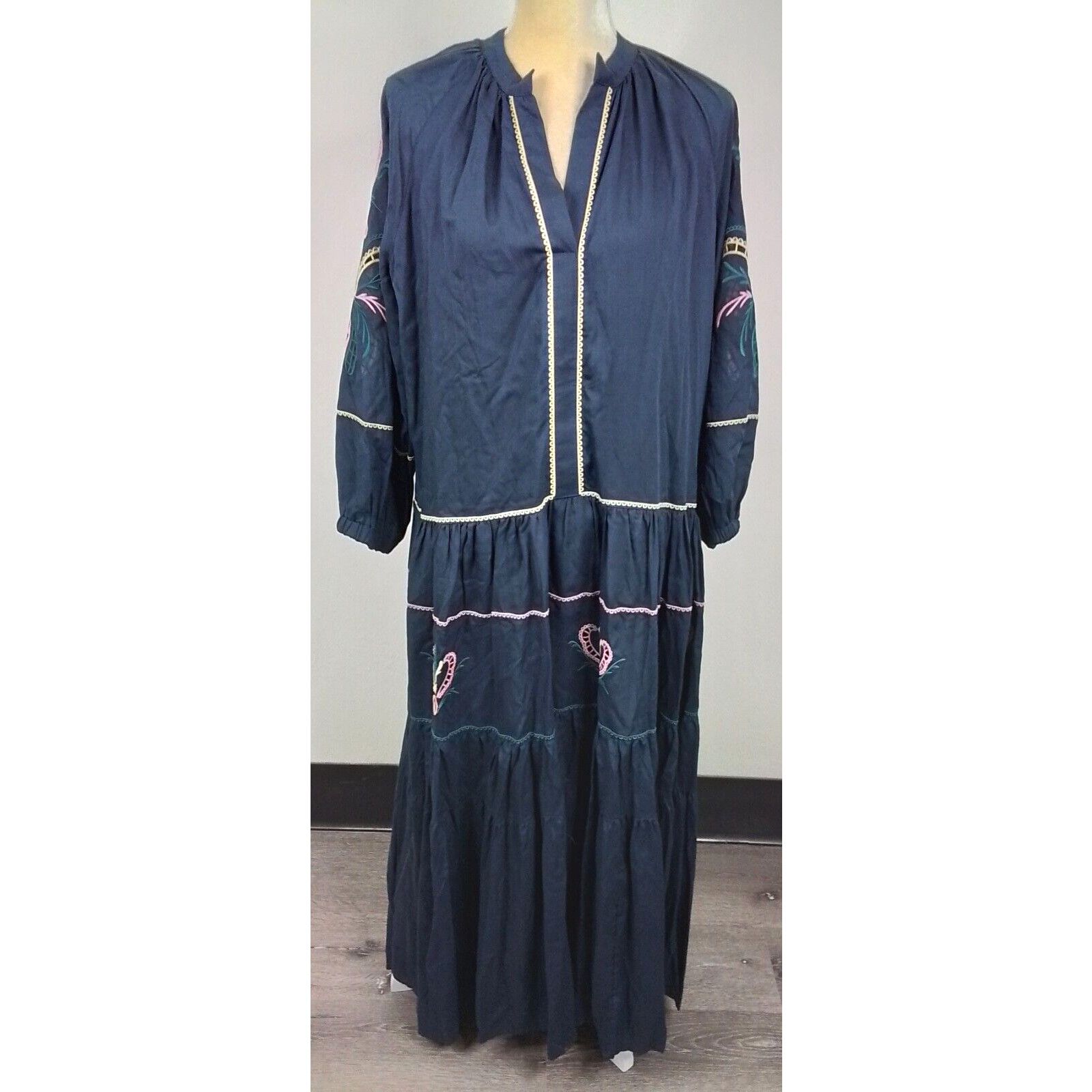 Other Lug Von Siga Dress Women's Size 36 Navy Blue Embroiderd NWT Size XS / US 0-2 / IT 36-38 - 3 Thumbnail