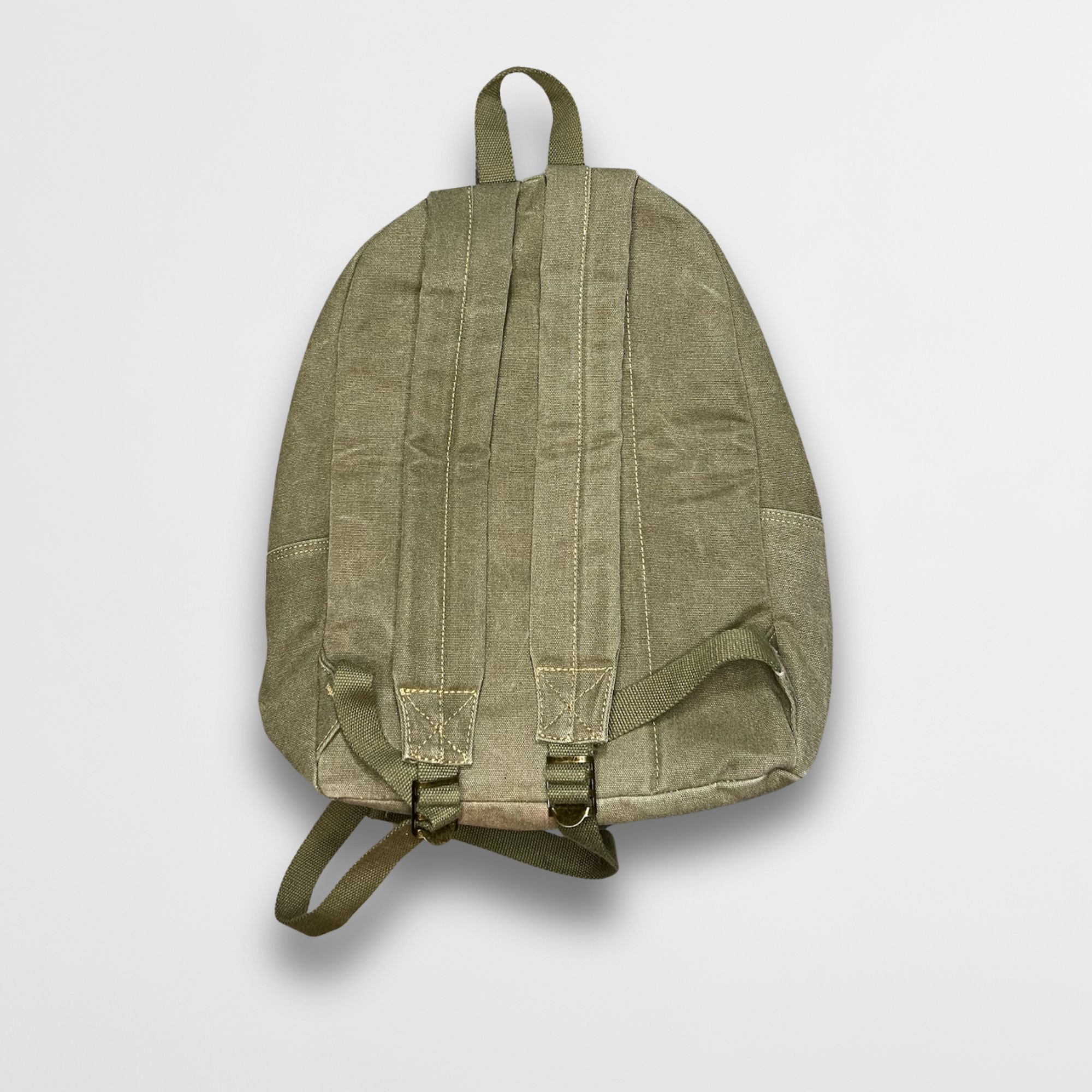 Other Olive Green Canvas Backpack With Front Pocket & Carabiner Cl Size ONE SIZE - 3 Thumbnail