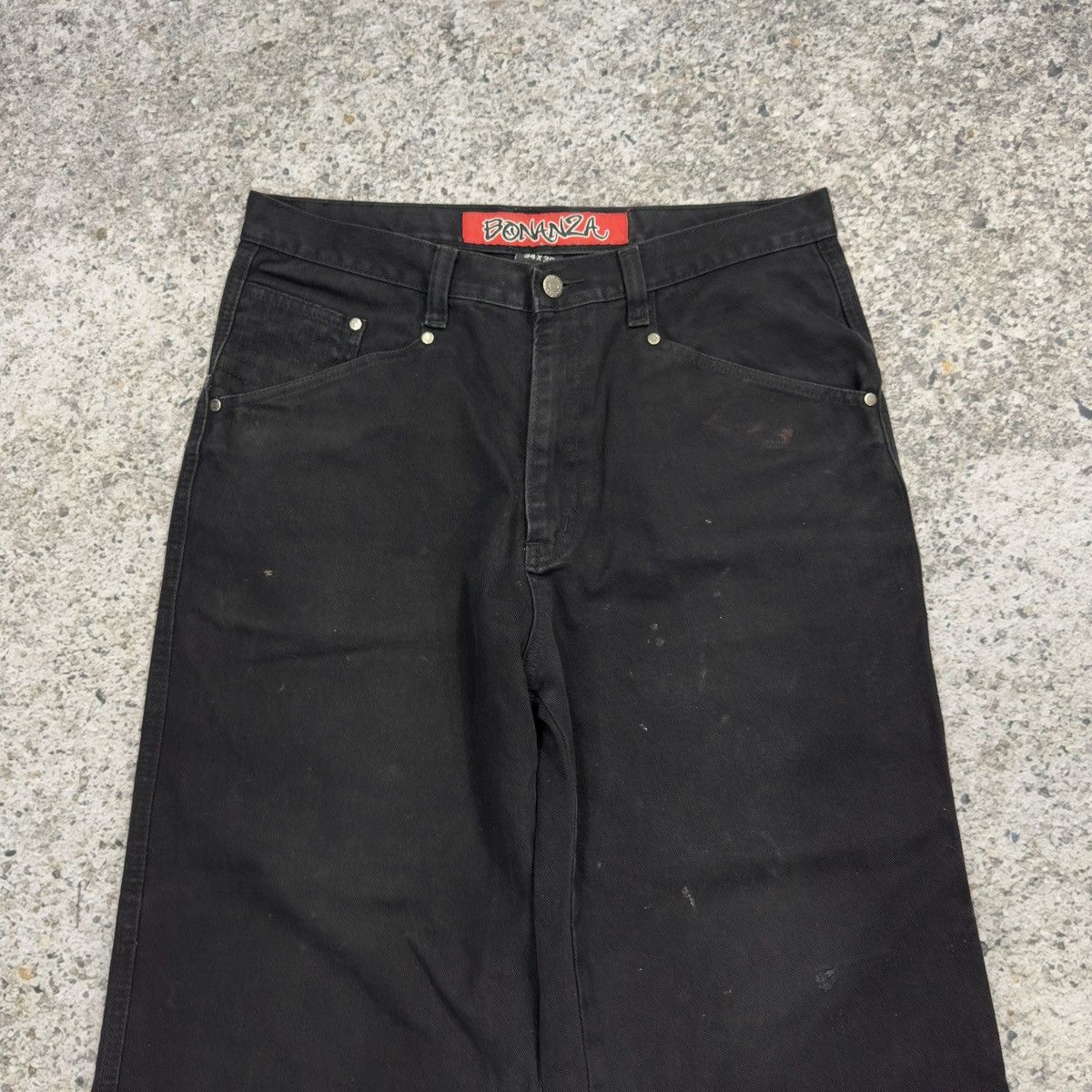 Vintage 90s Baggy Wide Leg Long Black Denim Shorts ERD Grunge Skater Size US 34 / EU 50 - 3 Thumbnail