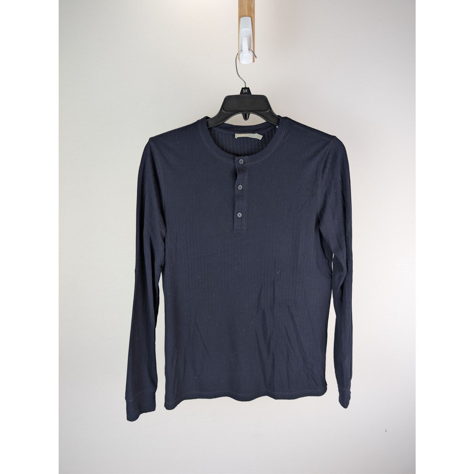 Vince o1rshd1 CC20 Raw Edge Long Sleeve Henley T-Shirt in Blue Size US S / EU 44-46 / 1 - 8 Thumbnail