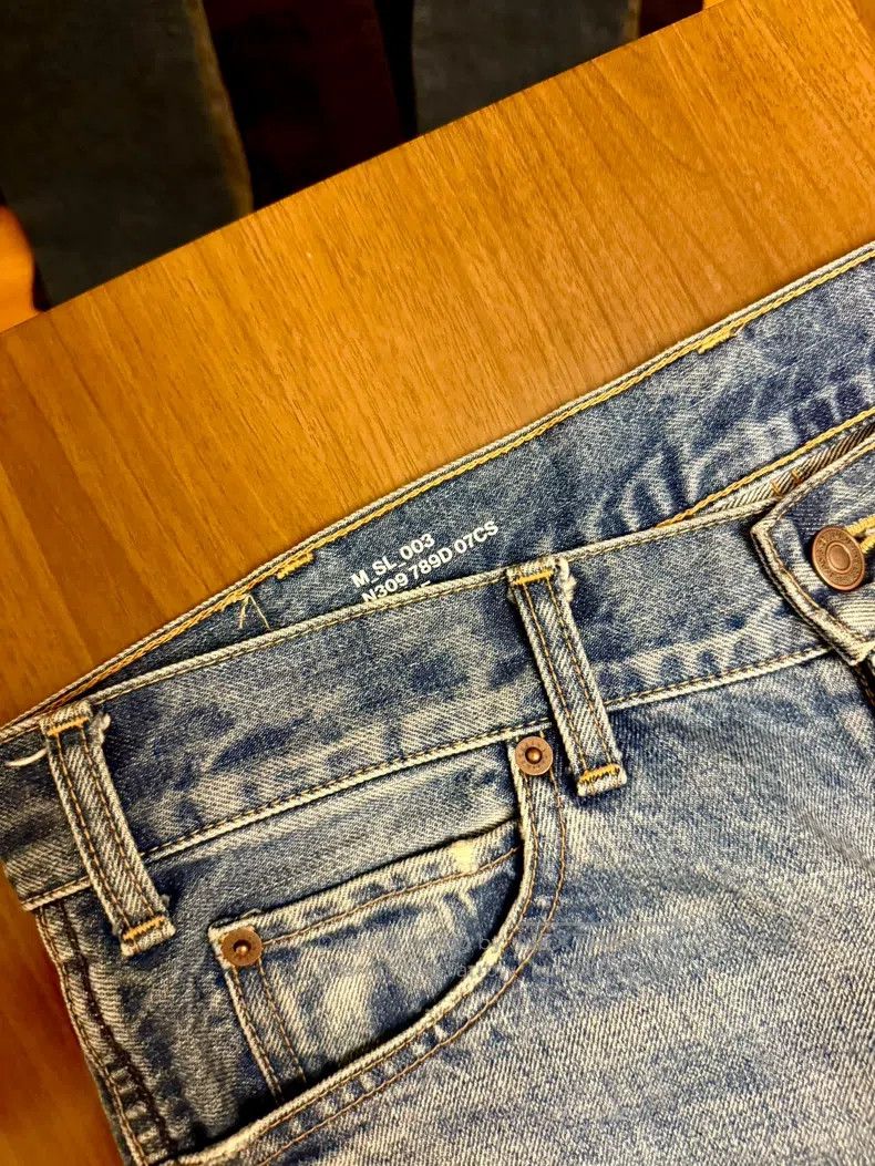 Celine CELINE Light Blue Washed Straight Raw Hem Denim Pants Size 31" - 3 Thumbnail