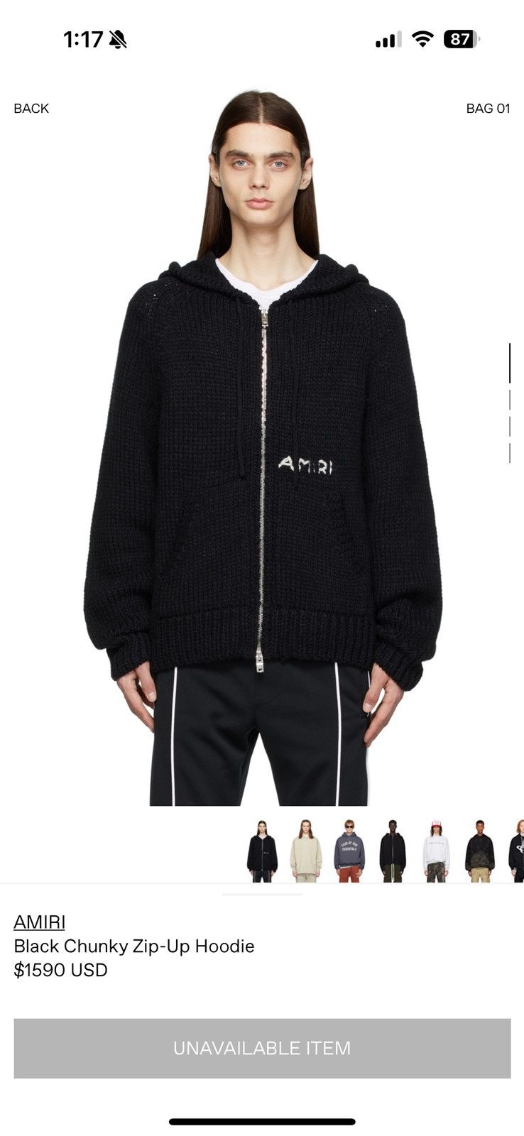 Amiri AMIRI Black chunky zip-up hoodie Size US M / EU 48-50 / 2 - 7 Thumbnail