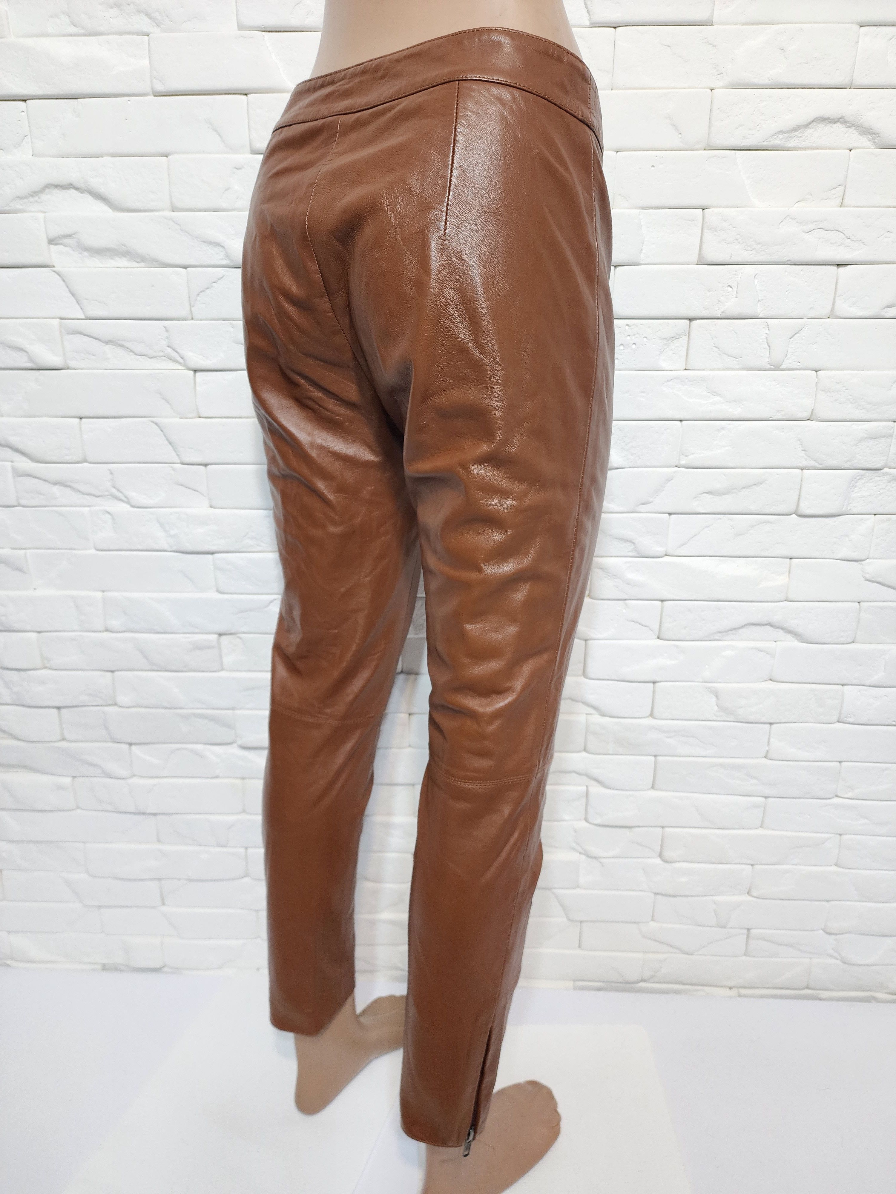 Genuine Leather Brown Leather Pants: Women's Genuine Leather Trousers Size 28" / US 6 / IT 42 - 6 Thumbnail