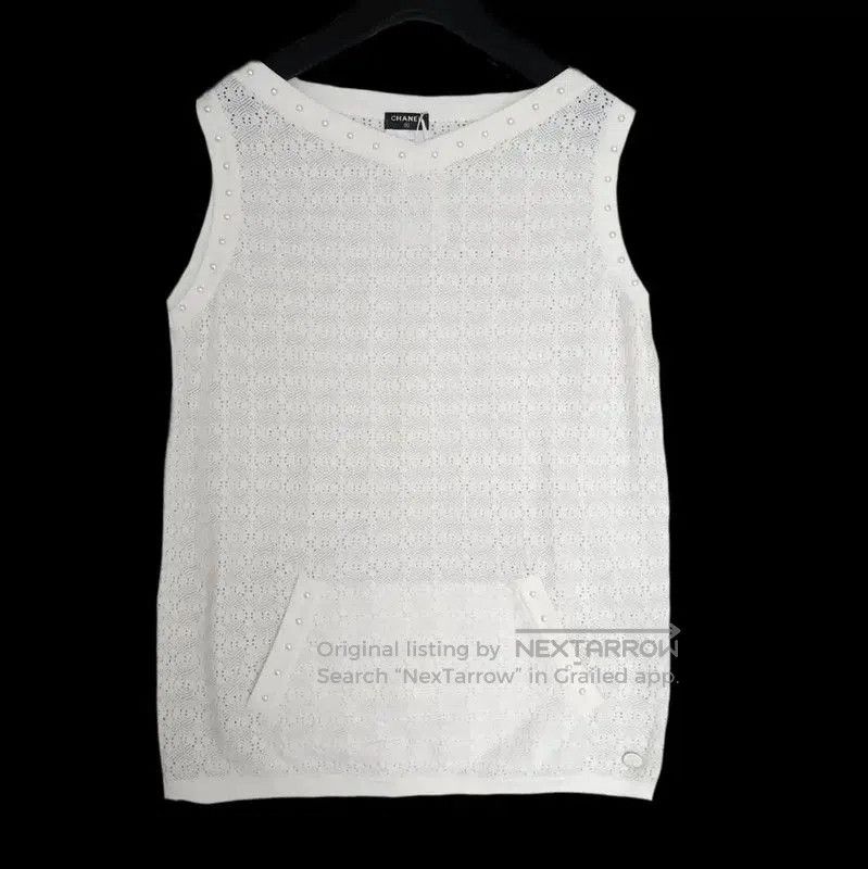 Chanel Chanel White Cotton Short Sleeve Top . Size L / US 10 / IT 46 - 1 Thumbnail