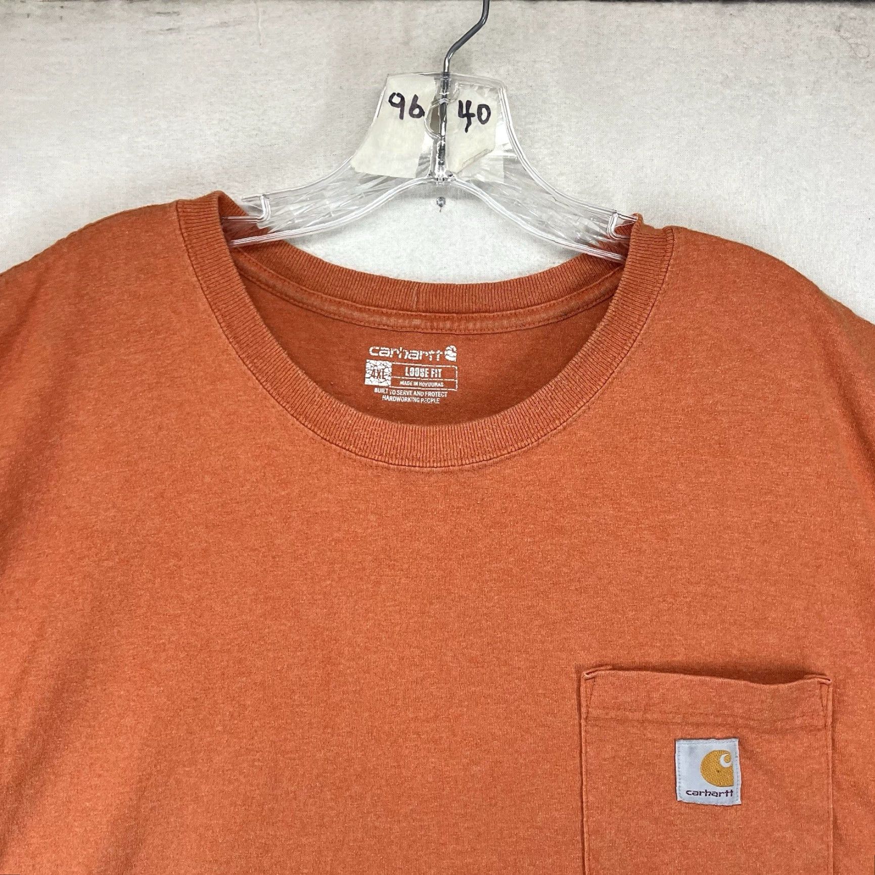 Carhartt Carhartt Mens 4XL Short Sleeve T-Shirt Loose Fit Orange Mid Weight Size US XXL / EU 58 / 5 - 5 Thumbnail