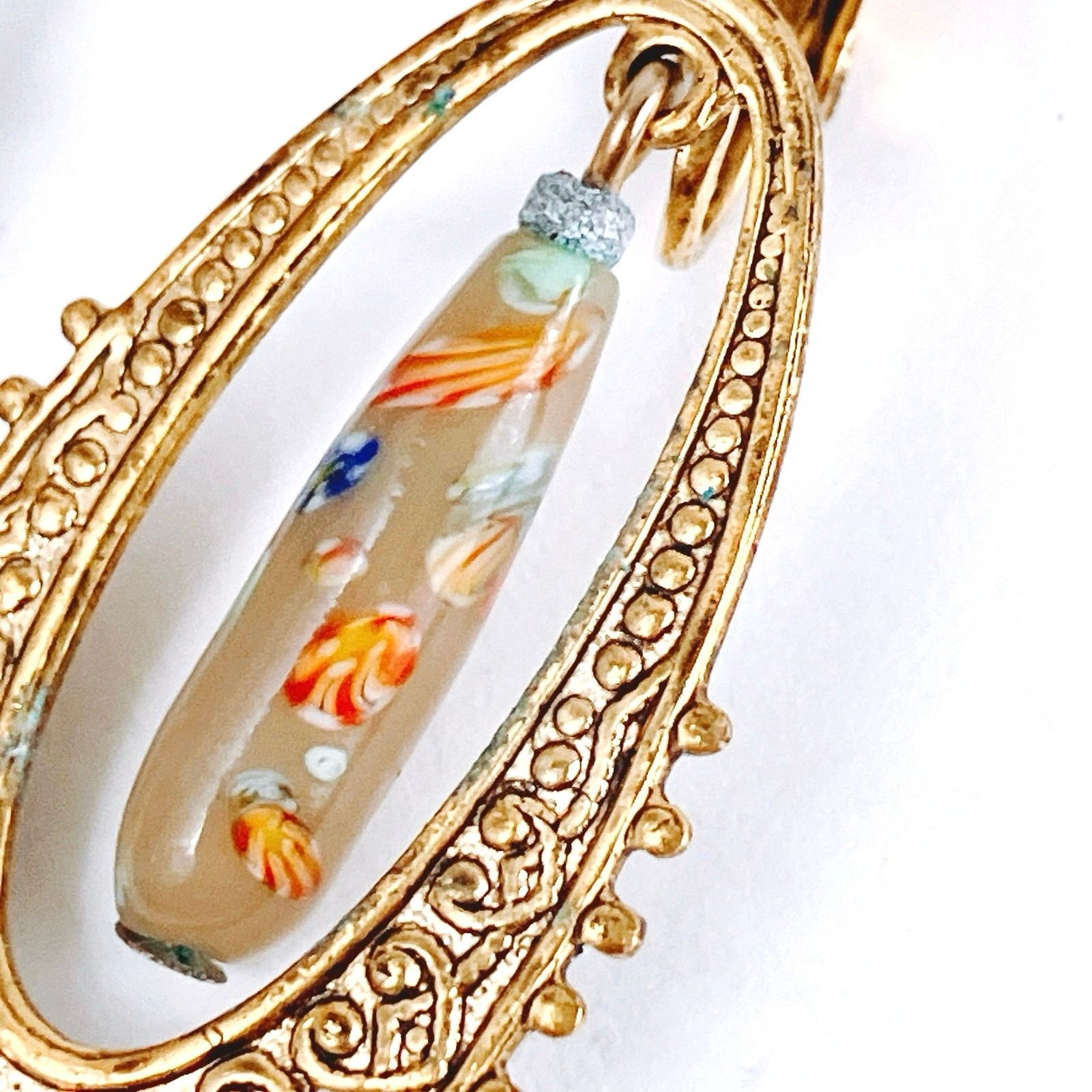 Vintage Vintage Mid Century Clip On Earrings Millefiori Art Glass Size ONE SIZE - 3 Thumbnail