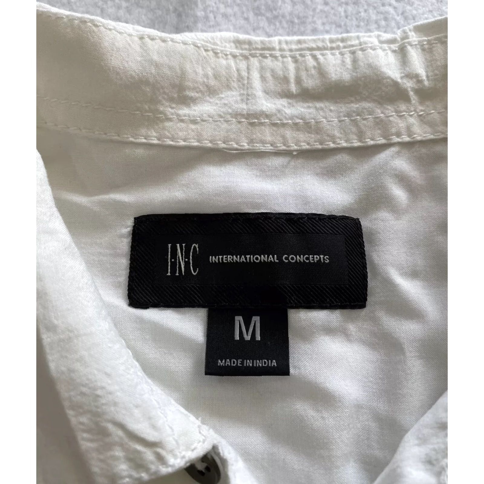 Incu INC Dress Shirt White Size M Solid Short Sleeve Button-Down Slim Fit Mens Regular Collar Shirt Size 40R - 3 Thumbnail