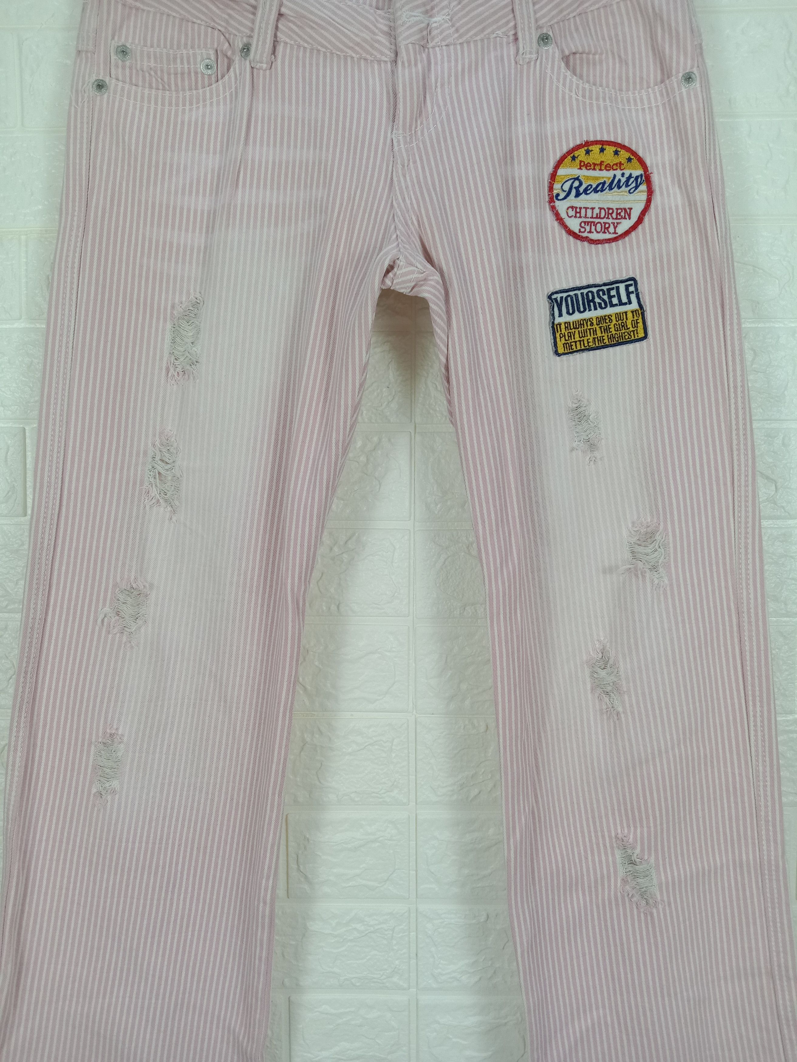 Beauty Beast Japanese Double Waist Jeans Patched Striped Hickory Denim Size 32" / US 10 / IT 46 - 7 Thumbnail
