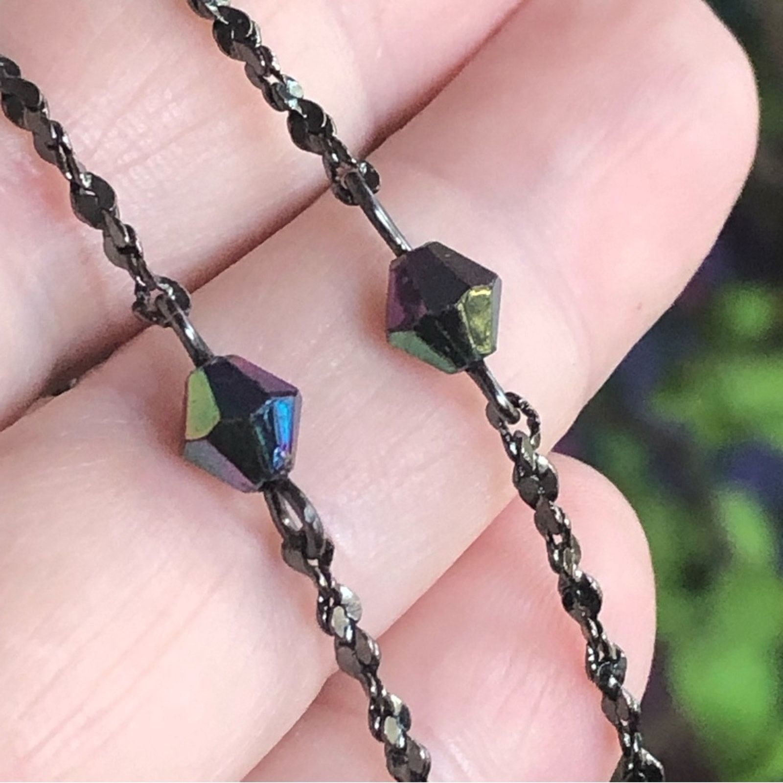Vintage Vintage 90s black chrome beaded pendant necklace Size ONE SIZE - 10 Thumbnail