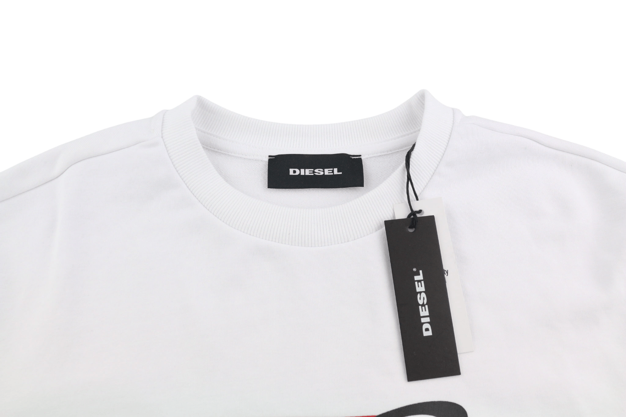 Diesel S-GIRK-K23 XL White Crew Logo Print Sweatshirt 40095 Size US XL / EU 56 / 4 - 4 Thumbnail