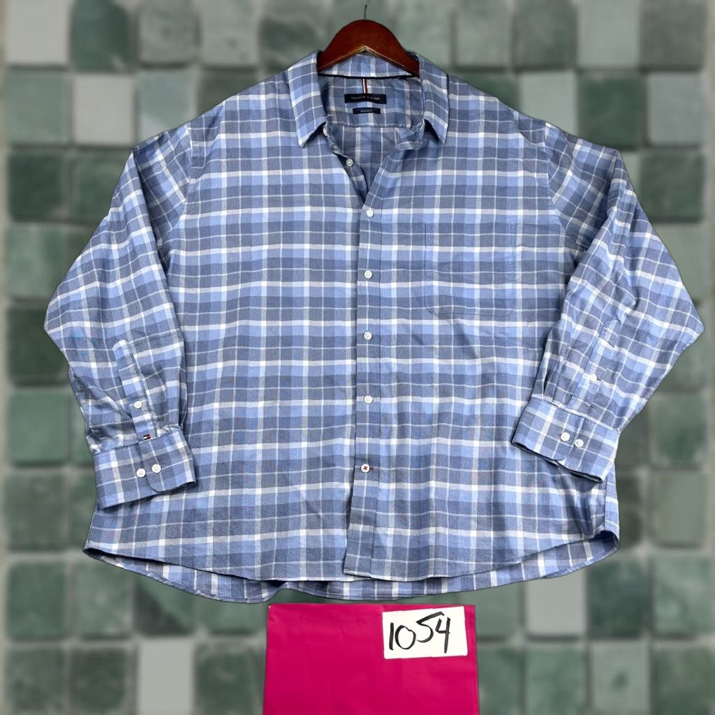Tommy Hilfiger Tommy Hilfiger Shirt Blue Plaid Button-Up Long Sleeve 2XL Mens Regular Cotton Stretch Casual Size US XXL / EU 58 / 5 - 1 Thumbnail
