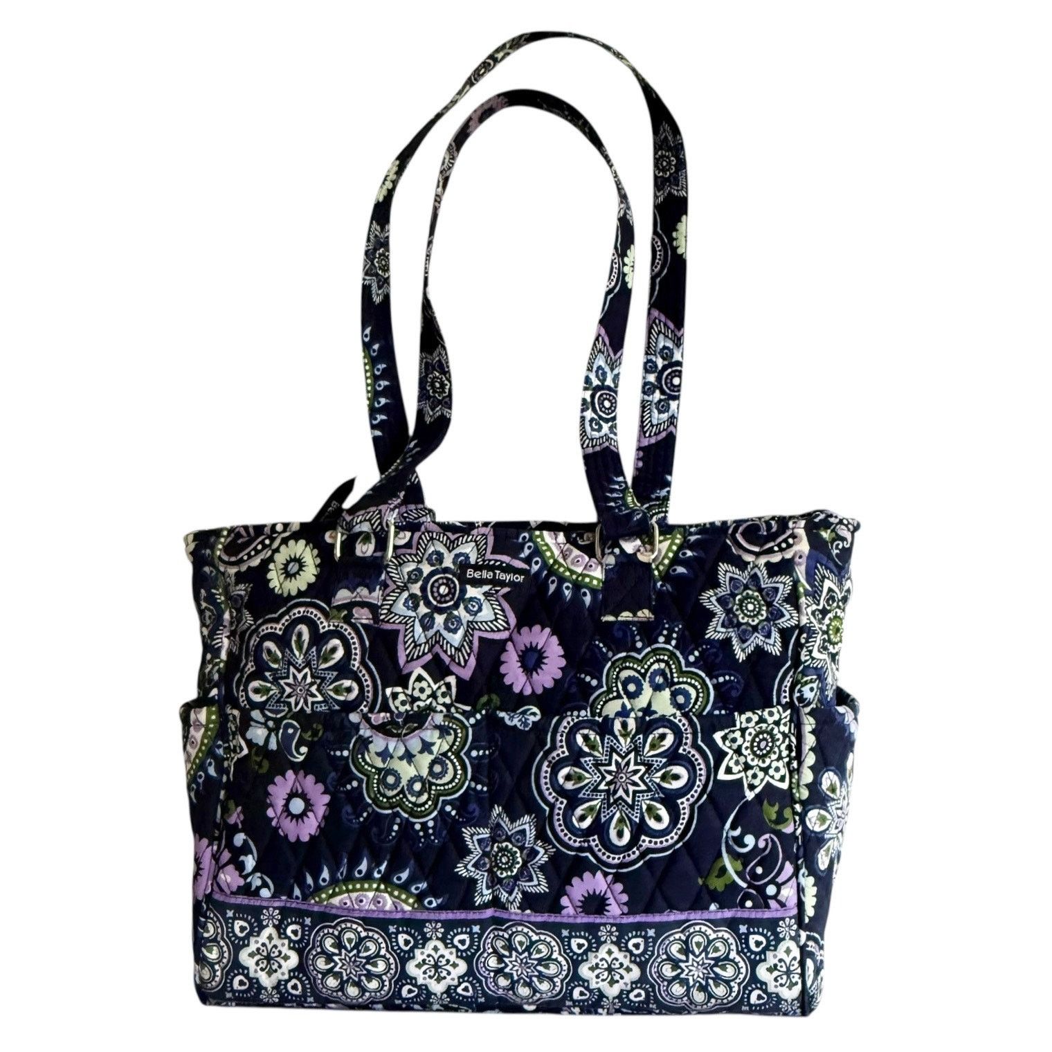 Vintage Bella Taylor Quilted Shoulder Handbag Purse 15X11X4 Madrona in Blue, Women's
