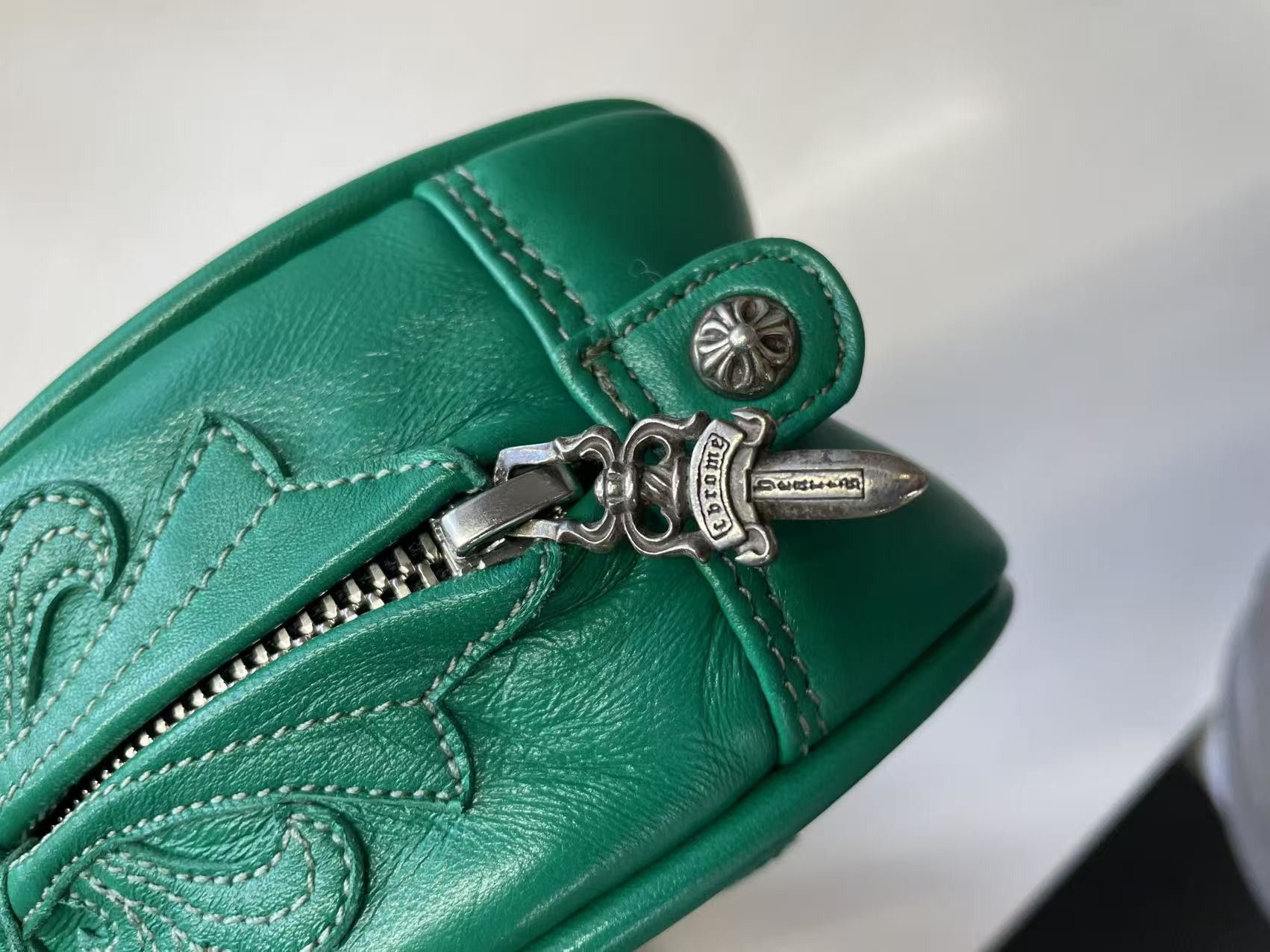 Chrome Hearts Chrome Hearts Leather Cross Patch Green Mini Gym Bag Size ONE SIZE - 9 Thumbnail