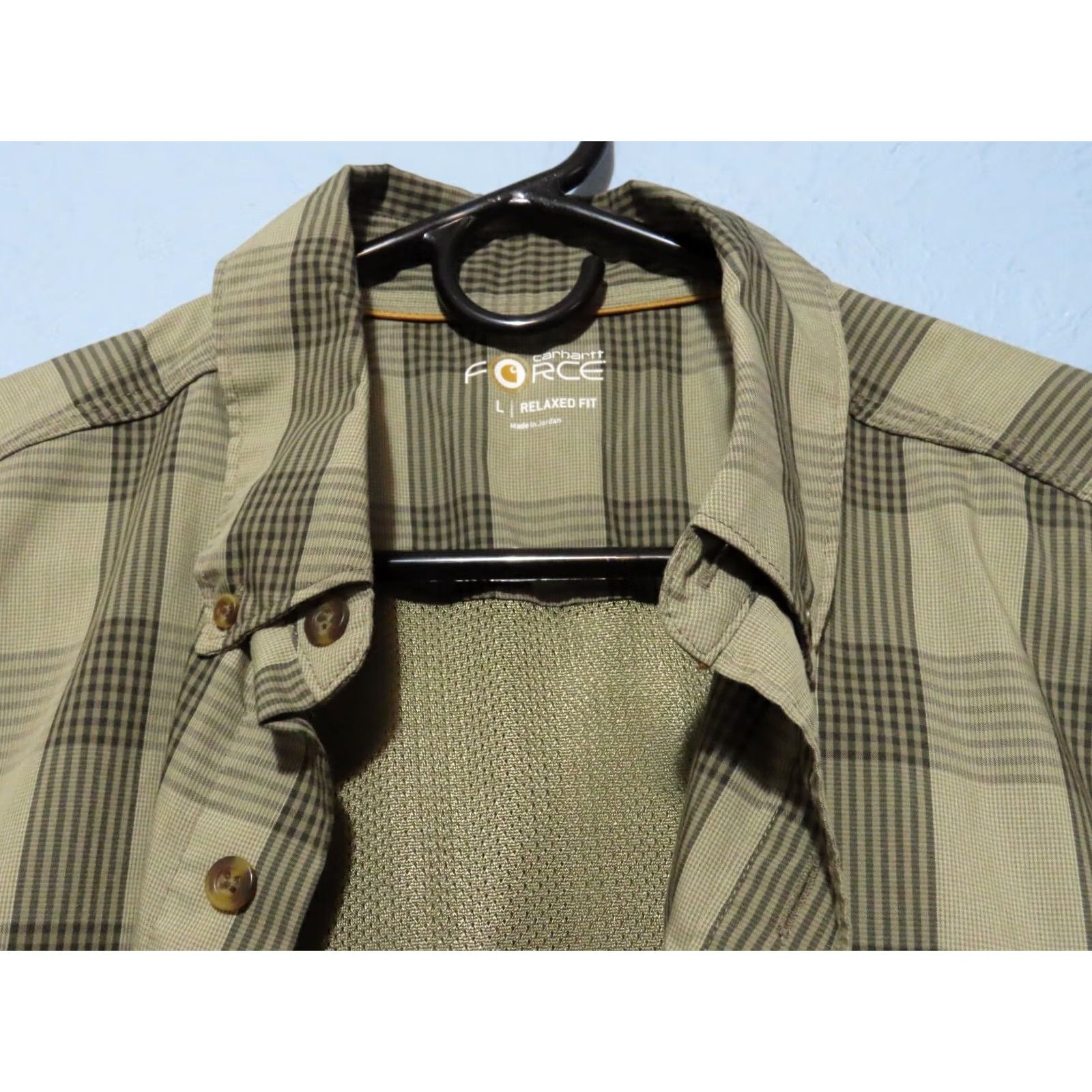 Carhartt Carhartt Shirt Men L Tan Plaid Button Short Sleeve Relaxed Fit Work Vented Pocket Stain Fighting Sweat Wicking Western Casual Size US L / EU 52-54 / 3 - 6 Thumbnail