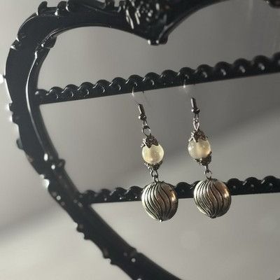 The Unbranded Brand A66 Silver Tone Swirl Bead Dangle Earrings with Frosted bead Size ONE SIZE - 6 Thumbnail