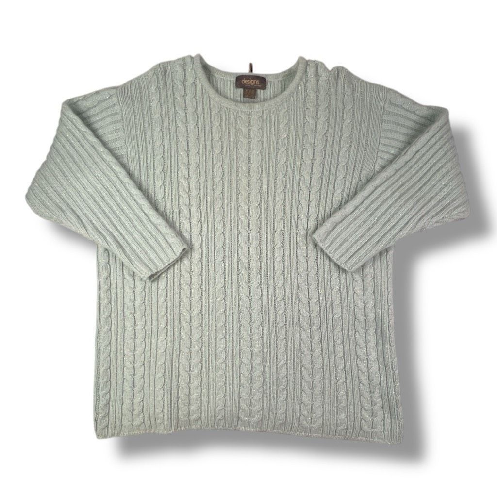 Other Designs by Lane Bryant Metallic Rabbit Hair Lambswool Green Size 3XL / US 20-22 - 1 Thumbnail