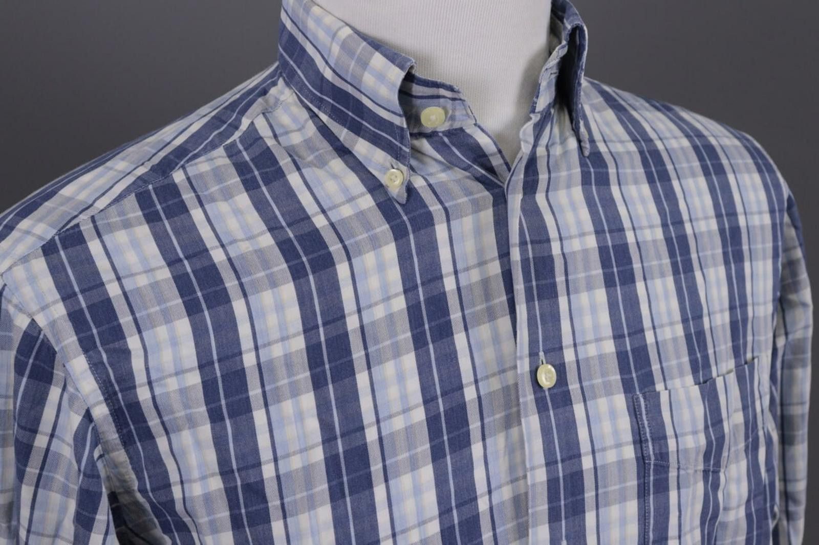 Designer Burberry London Blue Check Button Down Shirt Size 39 Size US M / EU 48-50 / 2 - 7 Thumbnail