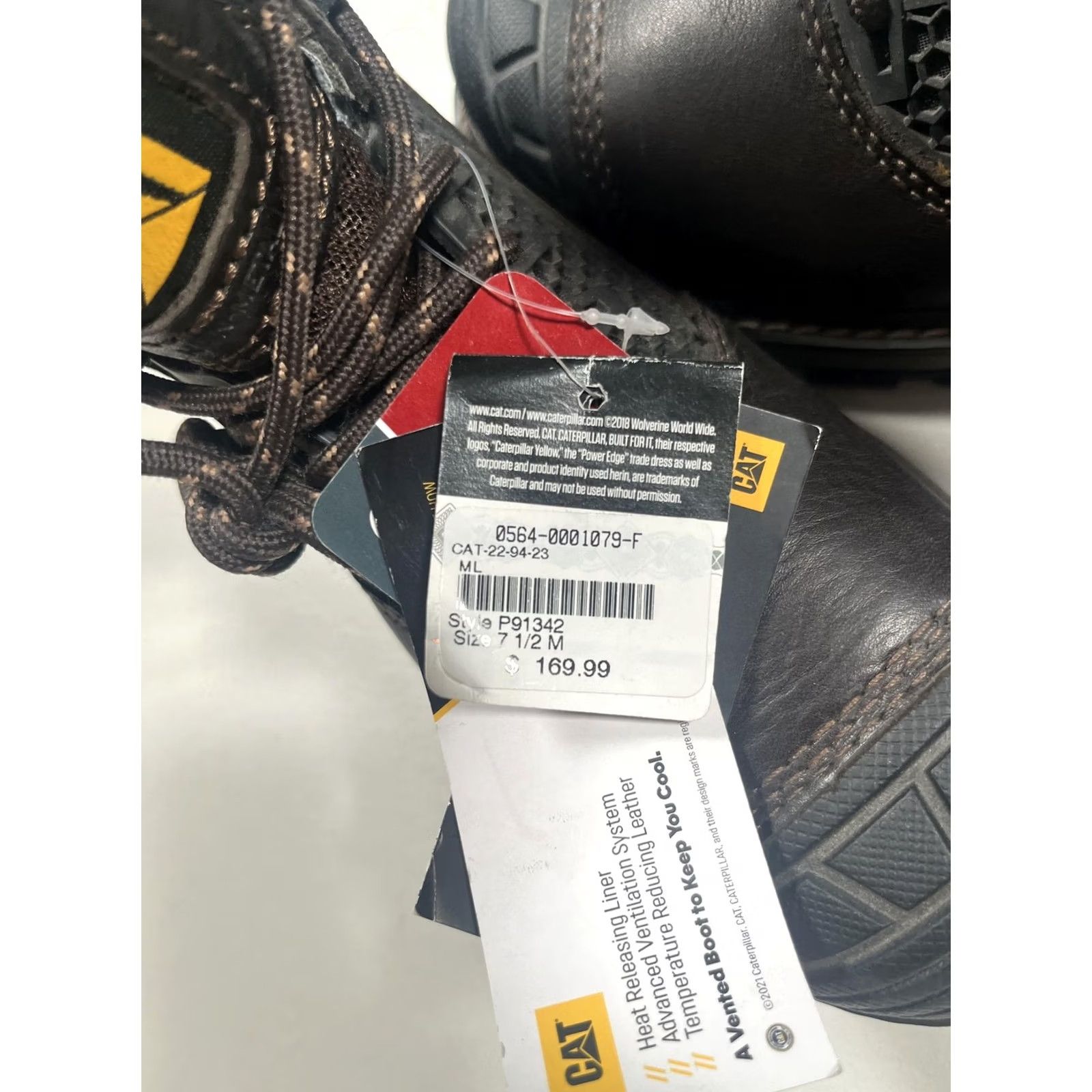 Caterpillar Caterpillar Women’s Brown Leather Work Boots Size 7.5 Composite Toe Outlast Size US 8 / IT 38 - 5 Thumbnail