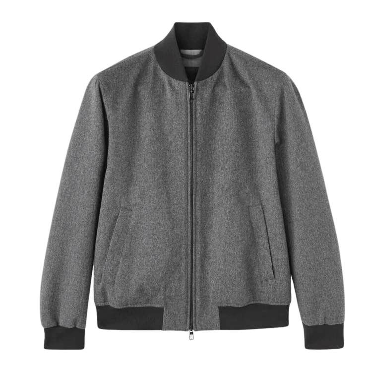 Loro Piana o1w1db10725 FAM5076 LP Ivy Bomber Jacket in Gray Melange Size US L / EU 52-54 / 3 - 1 Thumbnail