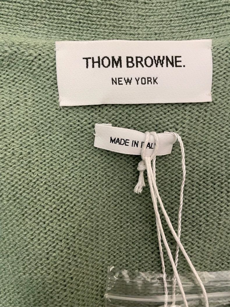 Thom Browne Thom browne Size 0 Gray-green four-striped pure wool cardi Size XS / US 0-2 / IT 36-38 - 5 Thumbnail