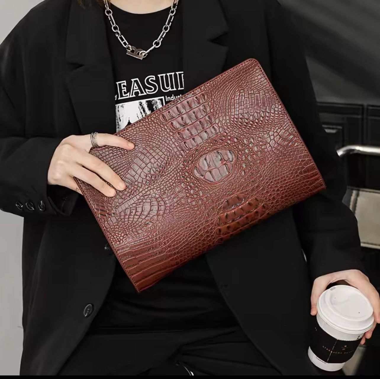 Leather PU Leather Clutches Bag Size ONE SIZE - 1 Thumbnail