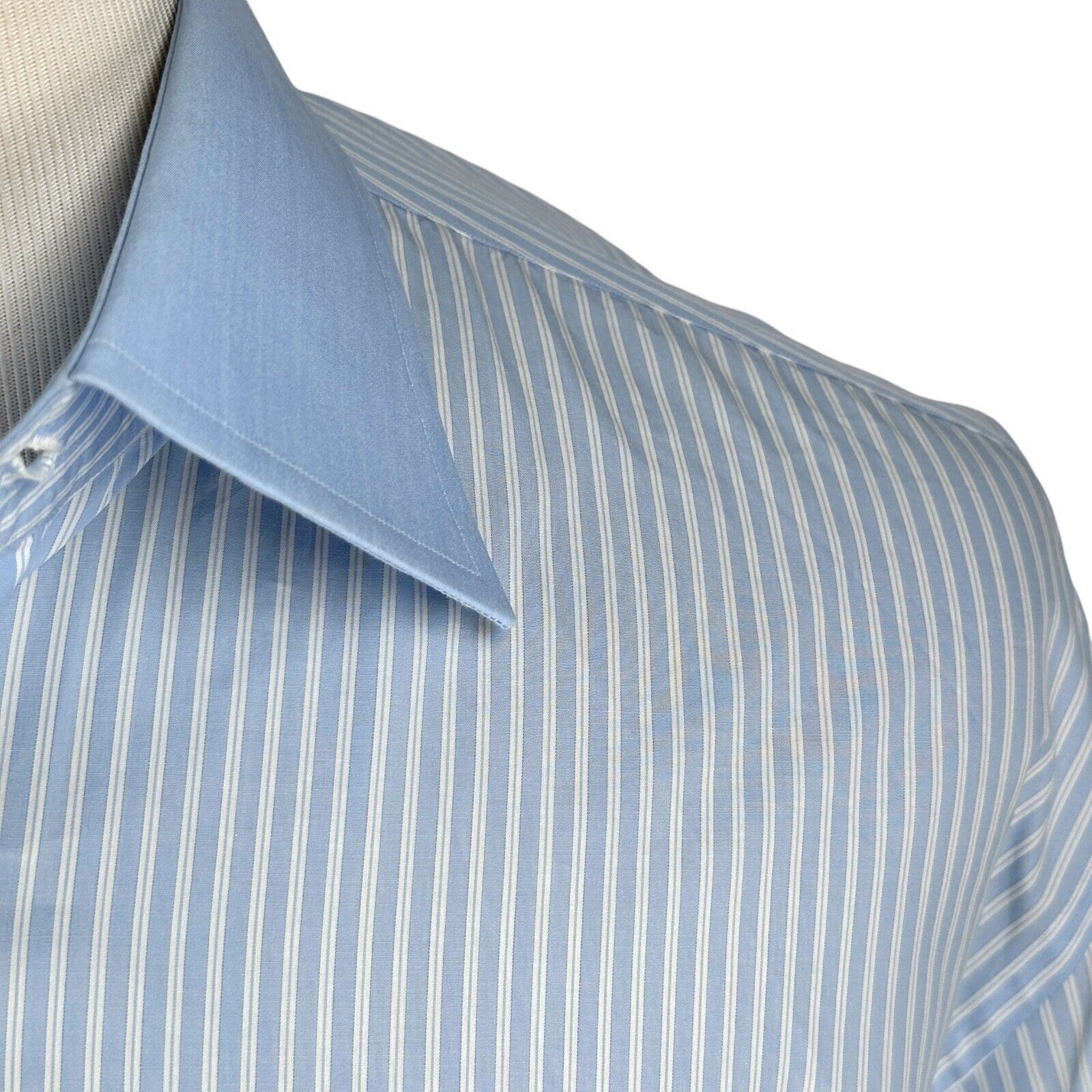 The Unbranded Brand Marol Bologna Dress Shirt Mens 43 17 Blue White Striped Size US L / EU 52-54 / 3 - 3 Thumbnail
