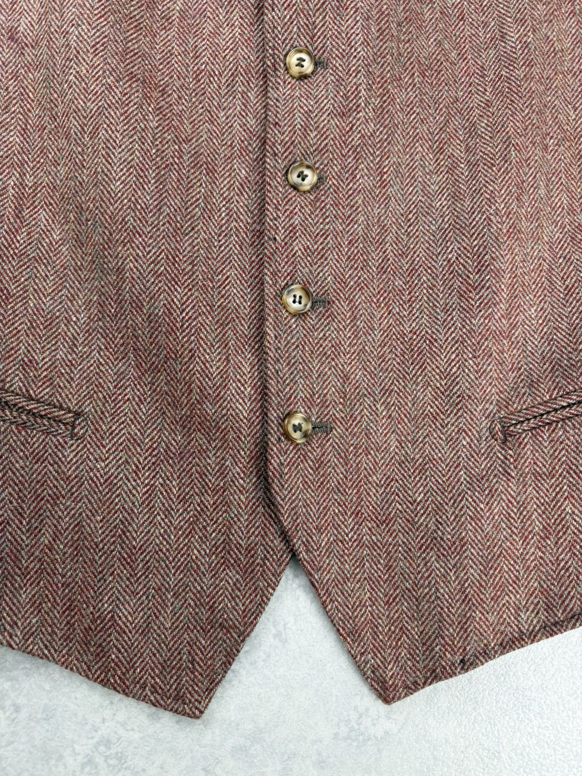 Other Tessitore Napoli Mens Wool Herringbone Vest Burgundy Size 42R - 4 Thumbnail