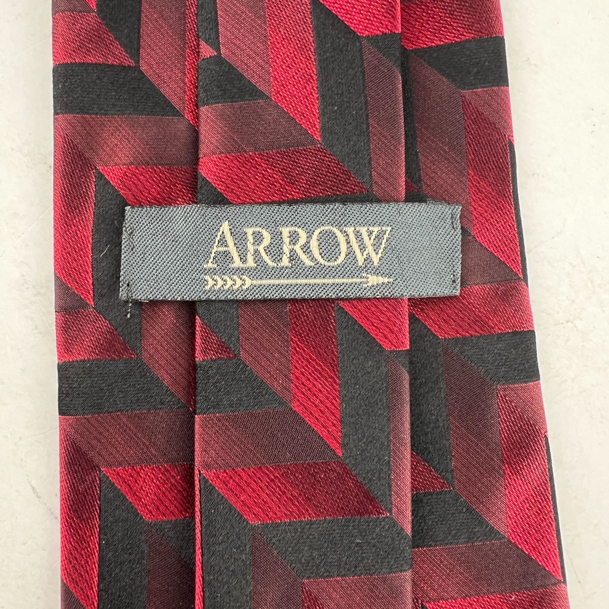 Arrow Arrow Red Geometric Necktie Tie 100% Imported Silk Size ONE SIZE - 4 Thumbnail