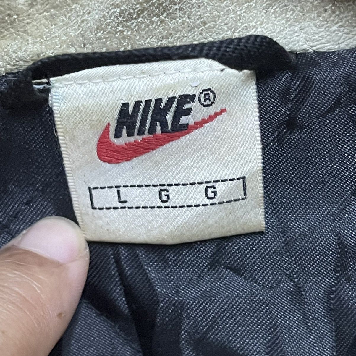 Nike Vintage 90s Nike Varsity Sleeve Leather Jacket Size US L / EU 52-54 / 3 - 13 Thumbnail