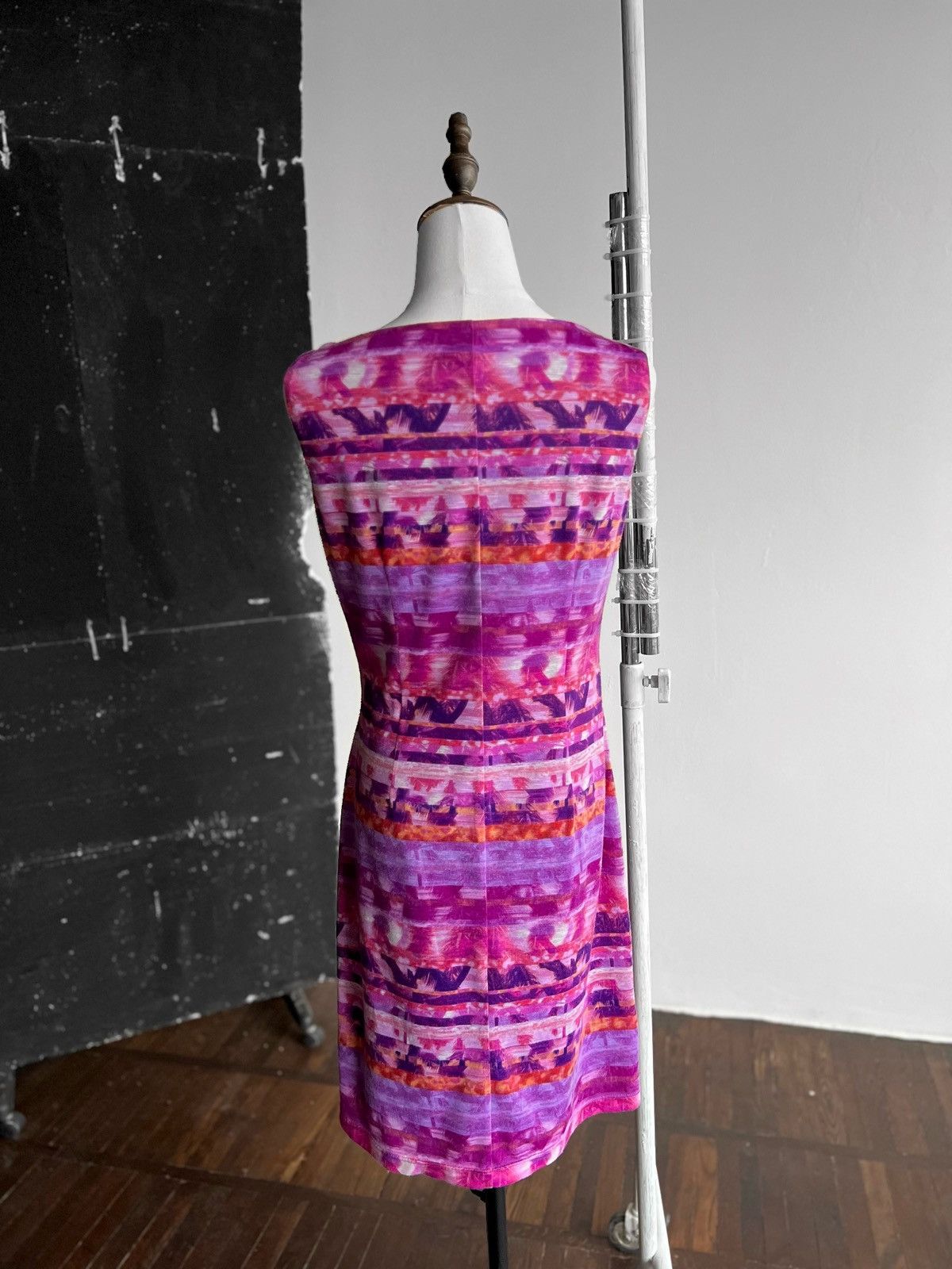 Designer Gina Bacconi Womens Purple Pink Printed Knee Length Dress Size S / US 4 / IT 40 - 3 Thumbnail