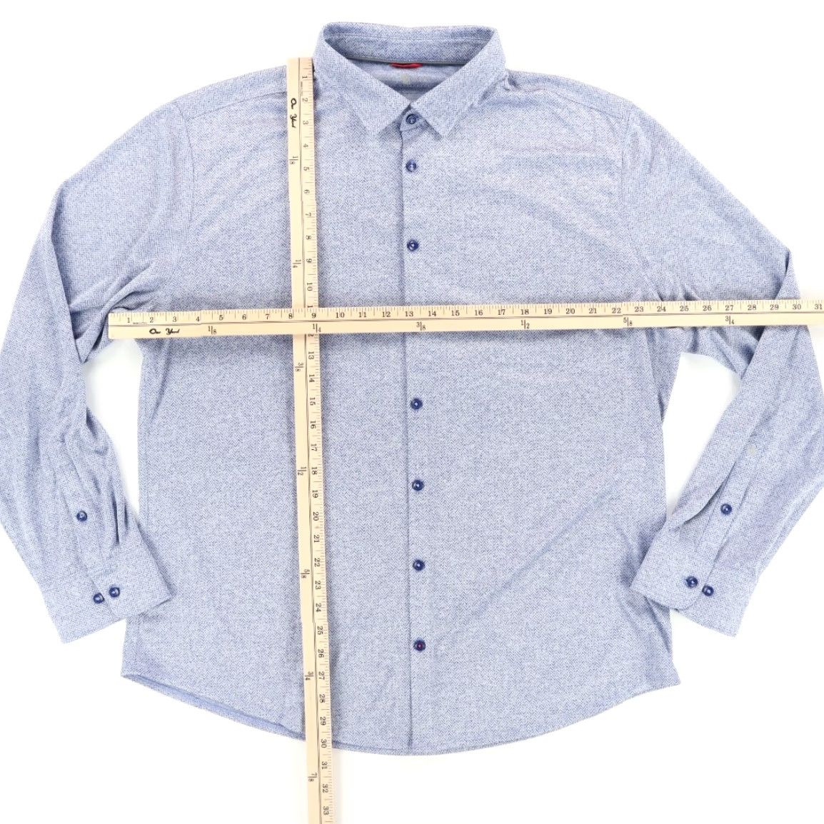 Vintage Stone & Rose Hi-Tech Herringbone Blue Men's 2XL Shirt Long Sleeve Button Up Shirt Mens 2XL Blue Hi-Tech Herringbone Polyester Solid Shirt Size US XXL / EU 58 / 5 - 3 Thumbnail