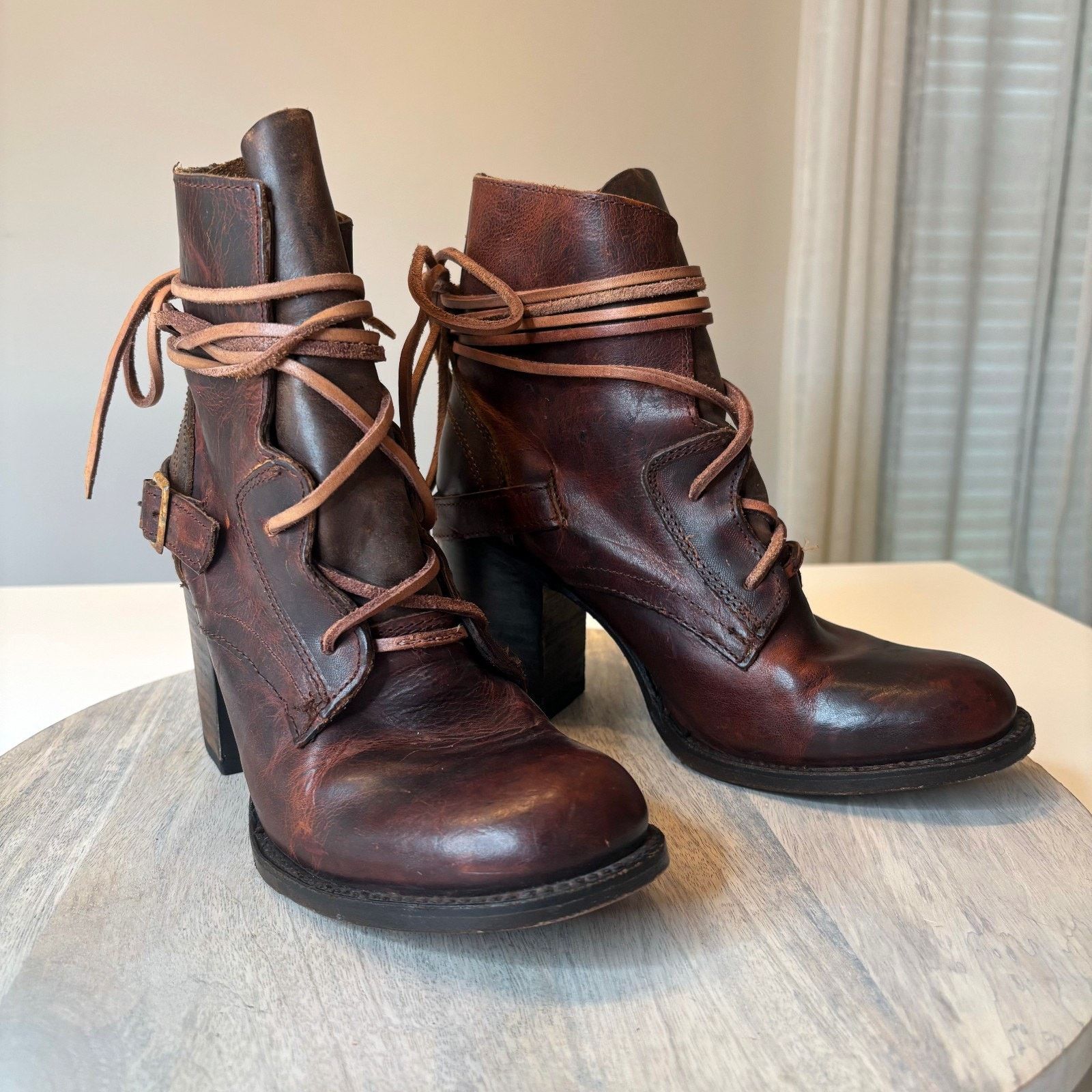 FREEBIRD Freebird Billy Brown Leather Lace Up Ankle Boots Women's 9 Size US 9 / IT 39 - 1 Thumbnail