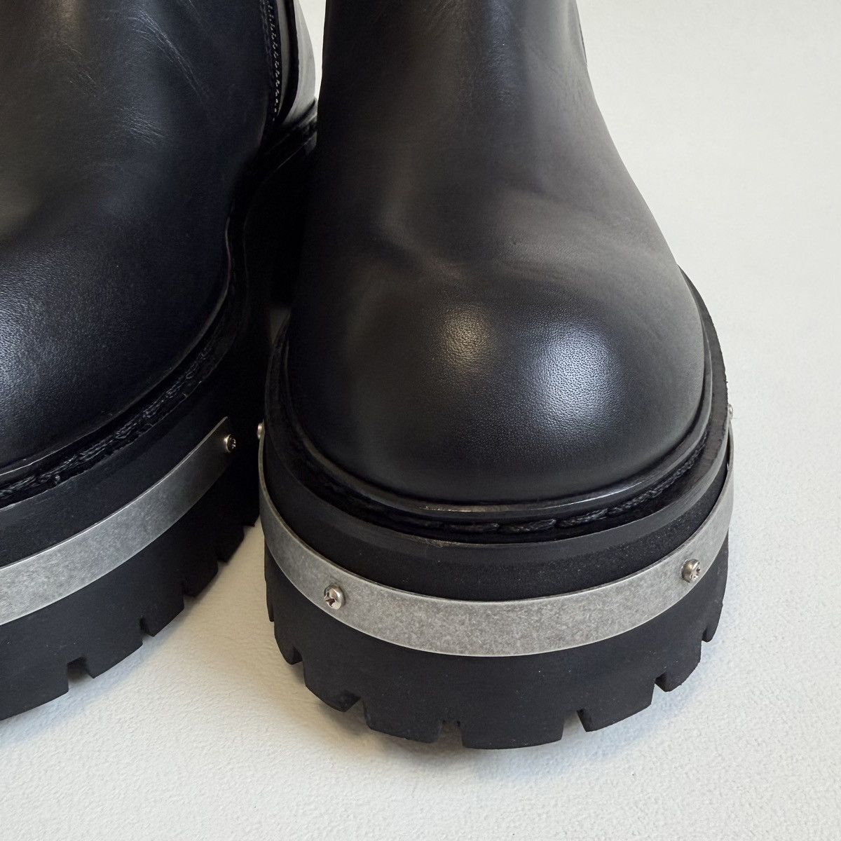 Ann Demeulemeester Metal Plaque Detail Black ‘Tucson’ Combat Boots Size US 6 / IT 36 - 11 Thumbnail
