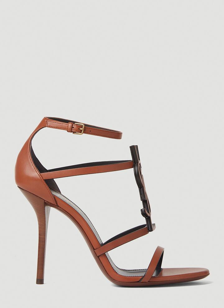 image of Saint Laurent Paris O1S1Wg110424 Cassandra Sandals Vegetable In Brown & Black in Brown/Black, Women