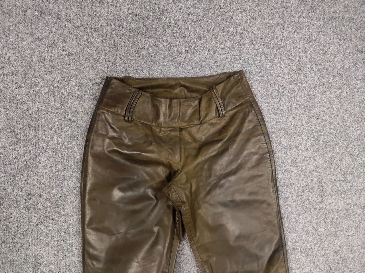 If Six Was Nine Leonardo Vintage Dark Green Faded Leather Flared Pants Y2K Size 36" / US 14 / IT 50 - 7 Thumbnail