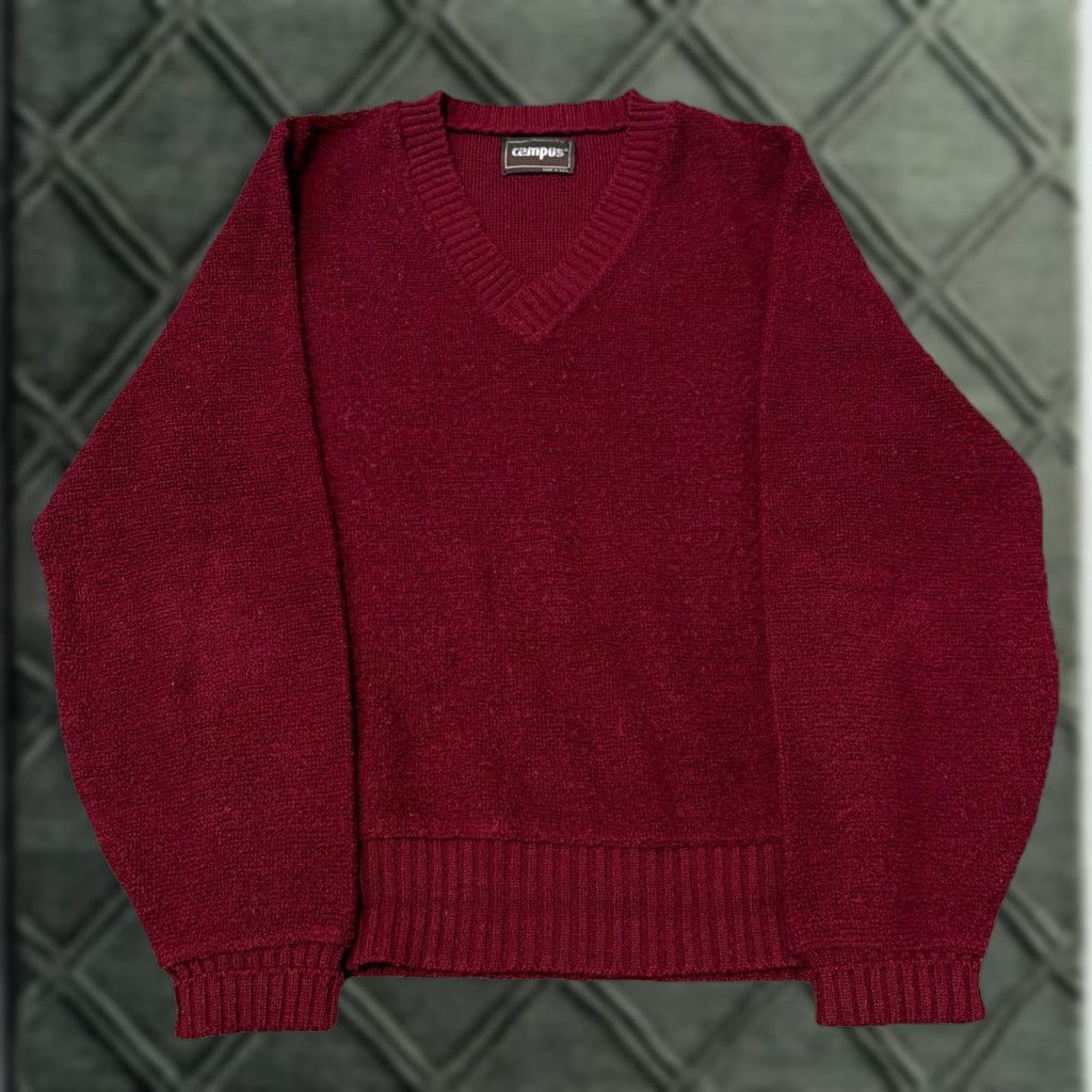 Vintage VINTAGE Campus Sweater Shirt Mens Small Red V-Neck Acrylic Knit USA 70s Pullover Size US S / EU 44-46 / 1 - 1 Thumbnail