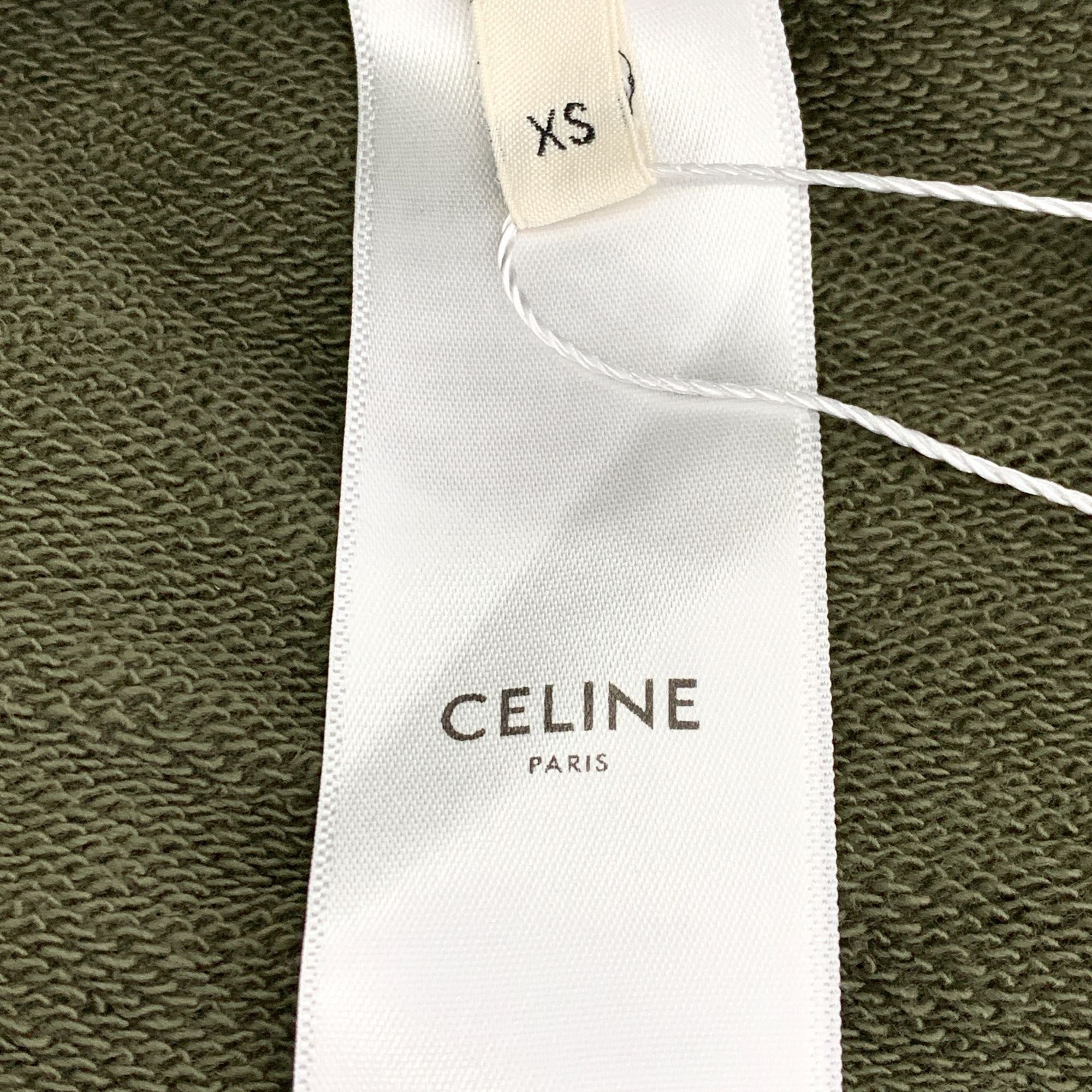 Celine Celine Military Green Logo Print Cotton Crew Neck T-Shirt (S Size XS / US 0-2 / IT 36-38 - 4 Thumbnail