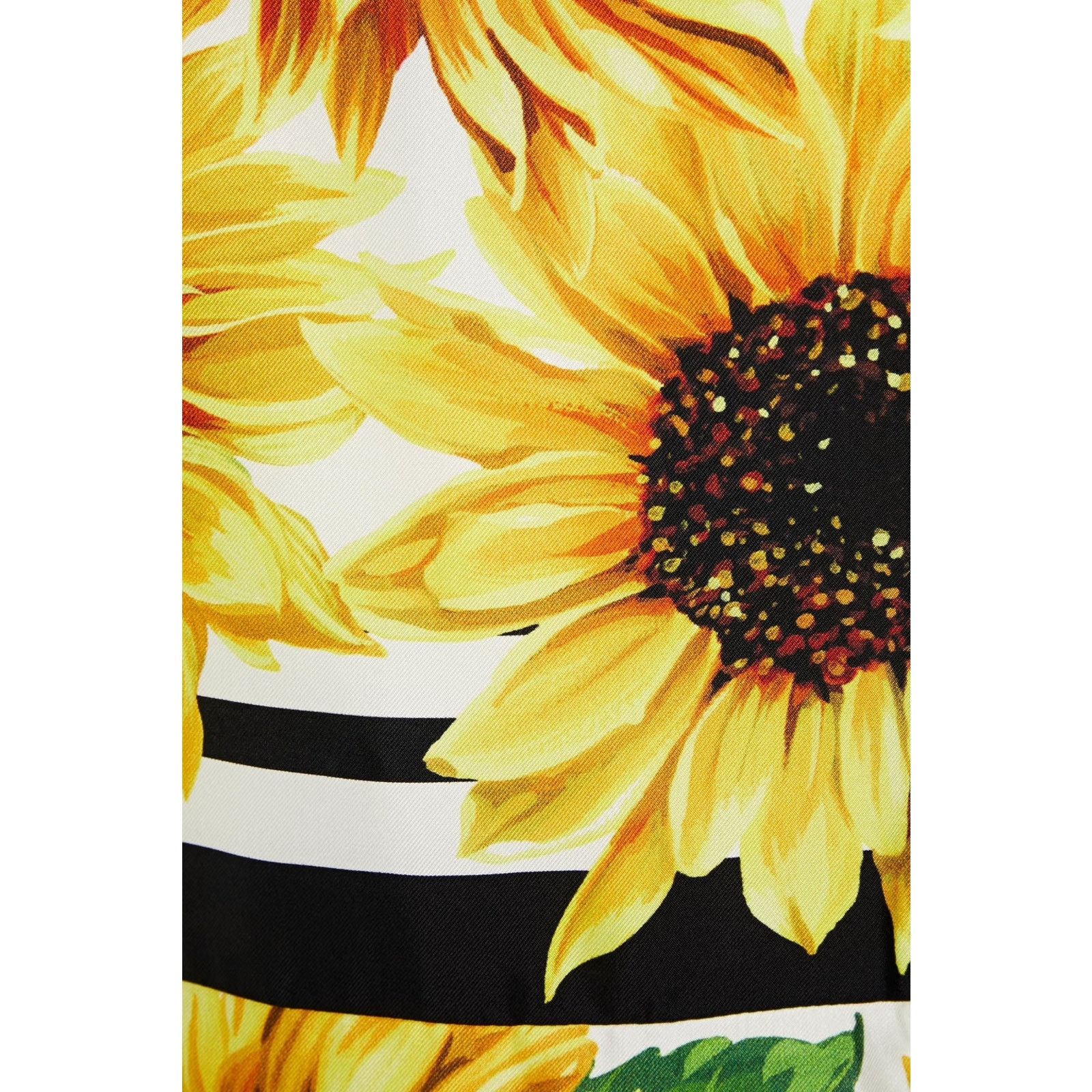 Dolce & Gabbana Dolce & Gabbana Yellow Floral Silk Twill Midi Dress IT 42 M Size M / US 6-8 / IT 42-44 - 4 Thumbnail