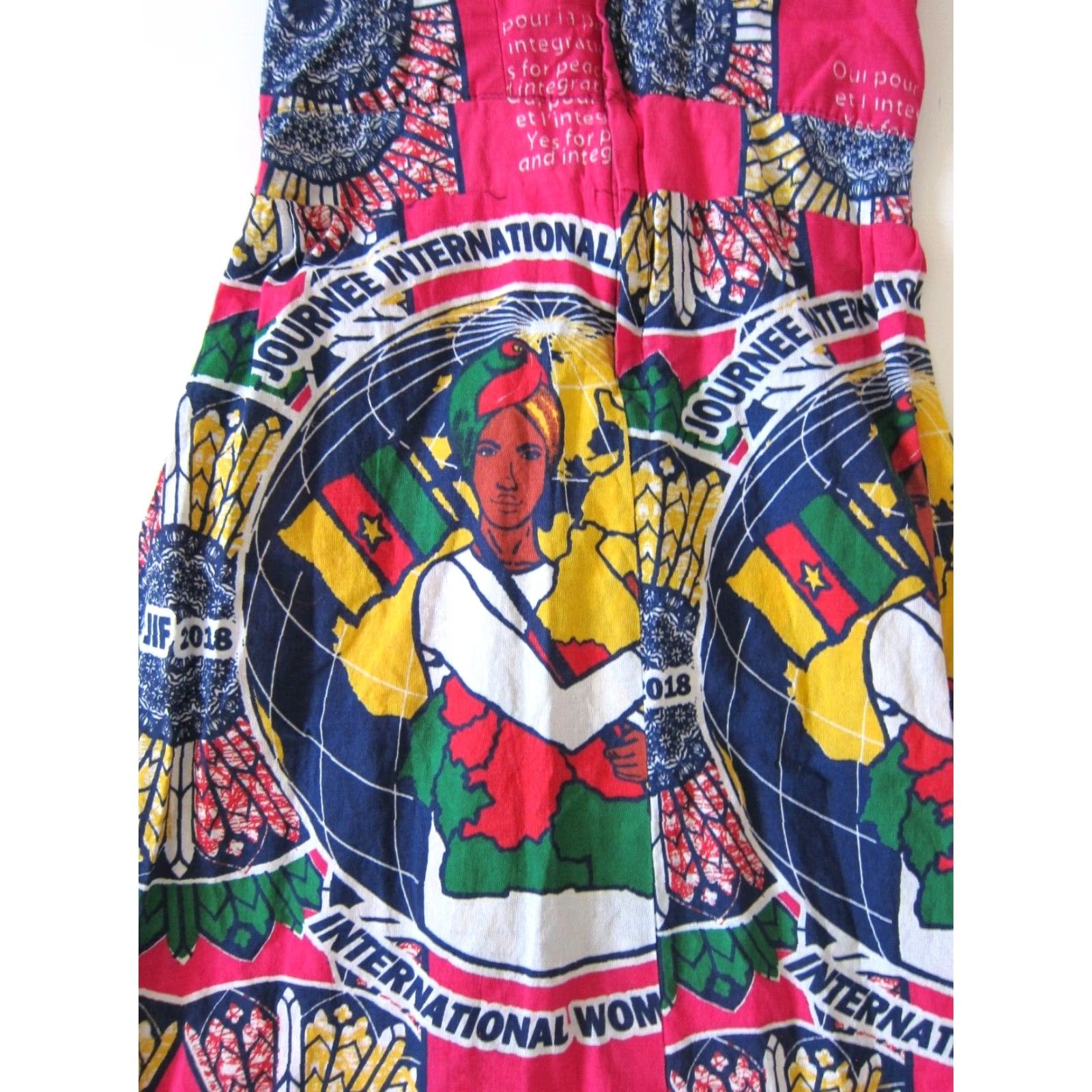 Vintage Handmade Pink Blue Peace International Woman Sleeveless Empire Tank Sun Dress S Size S / US 4 / IT 40 - 6 Thumbnail