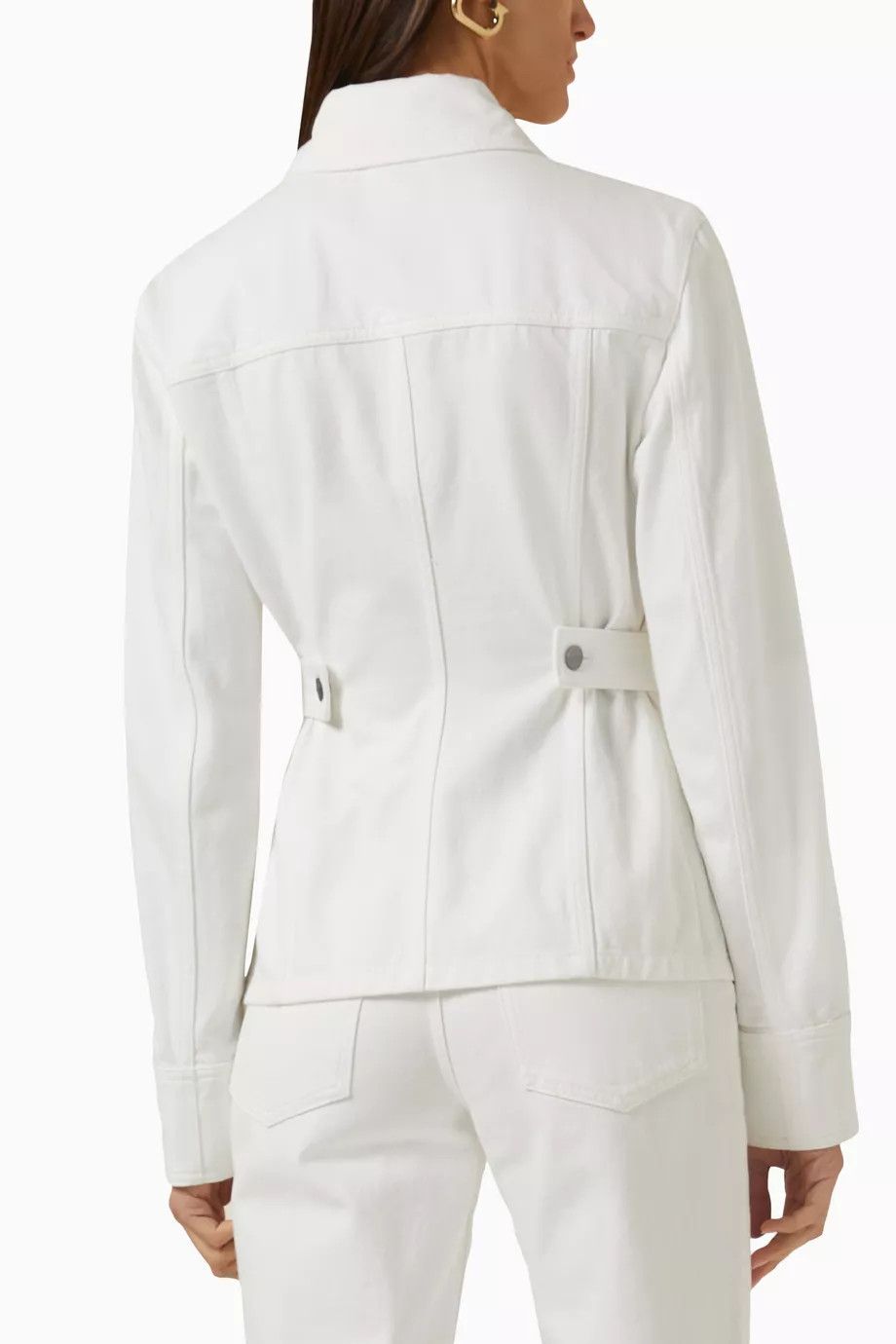 Salvatore Ferragamo o1s1rm1224 Denim Jacket in White Size M / US 6-8 / IT 42-44 - 4 Thumbnail