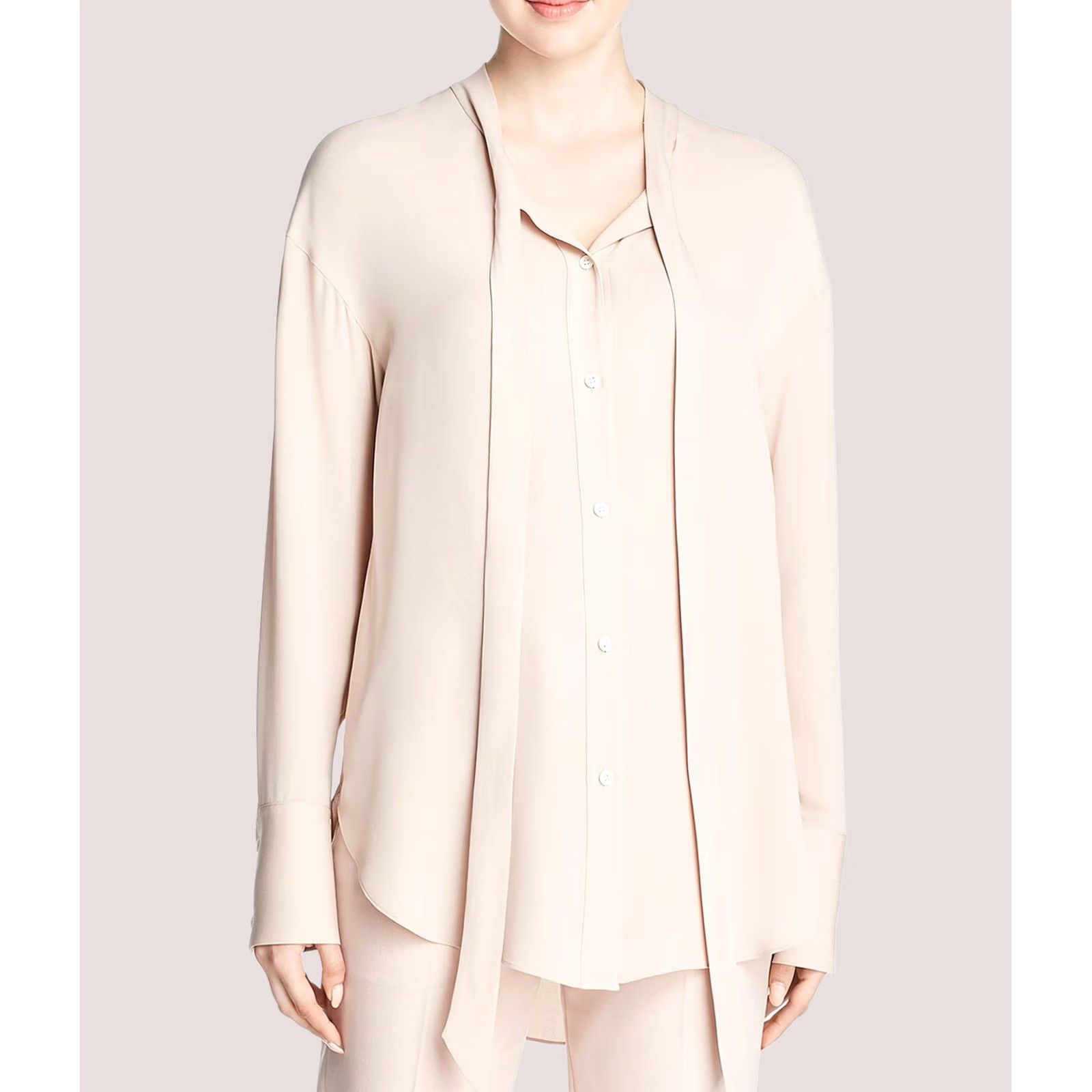 Theory Theory Womens Weekender Tie Neck Button Down Blouse pink S Size S / US 4 / IT 40 - 1 Thumbnail