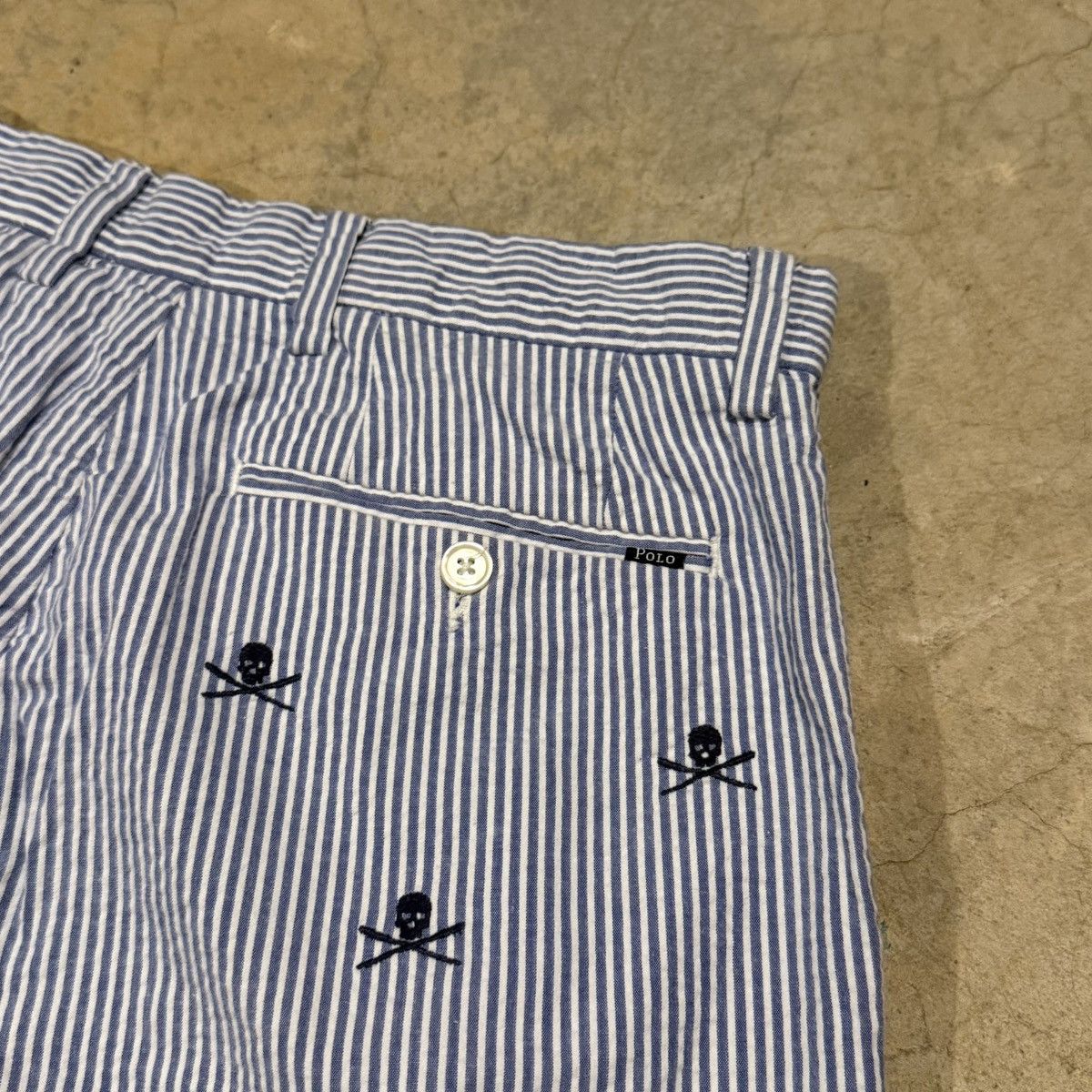 Polo Ralph Lauren Polo Ralph Lauren Crossbones Skulls Seersucker Shorts Grunge Size US 29 - 9 Thumbnail
