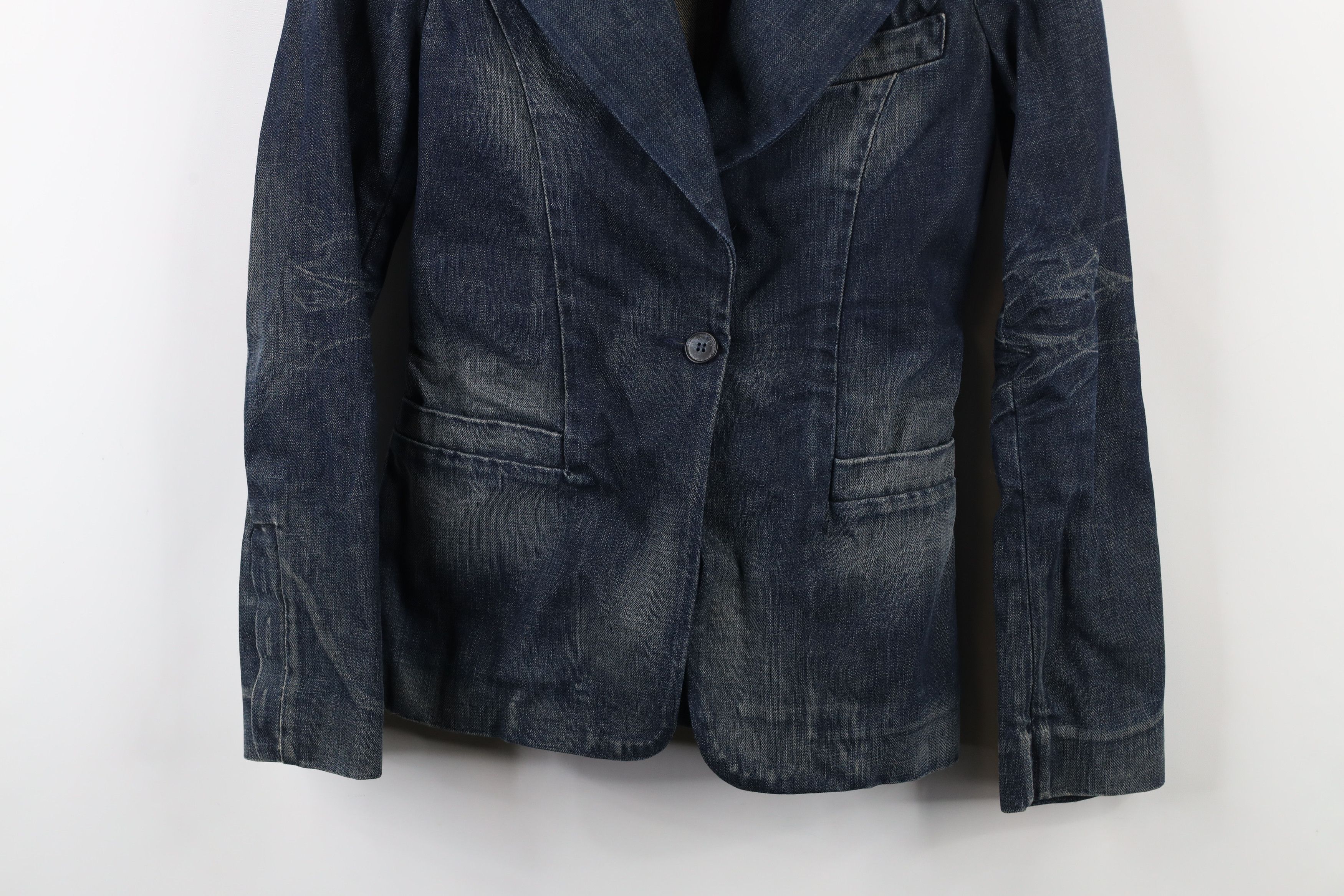 Vintage Notify NFY Distressed Denim Jean Blazer Jacket Raw Denim Size XS / US 0-2 / IT 36-38 - 3 Thumbnail