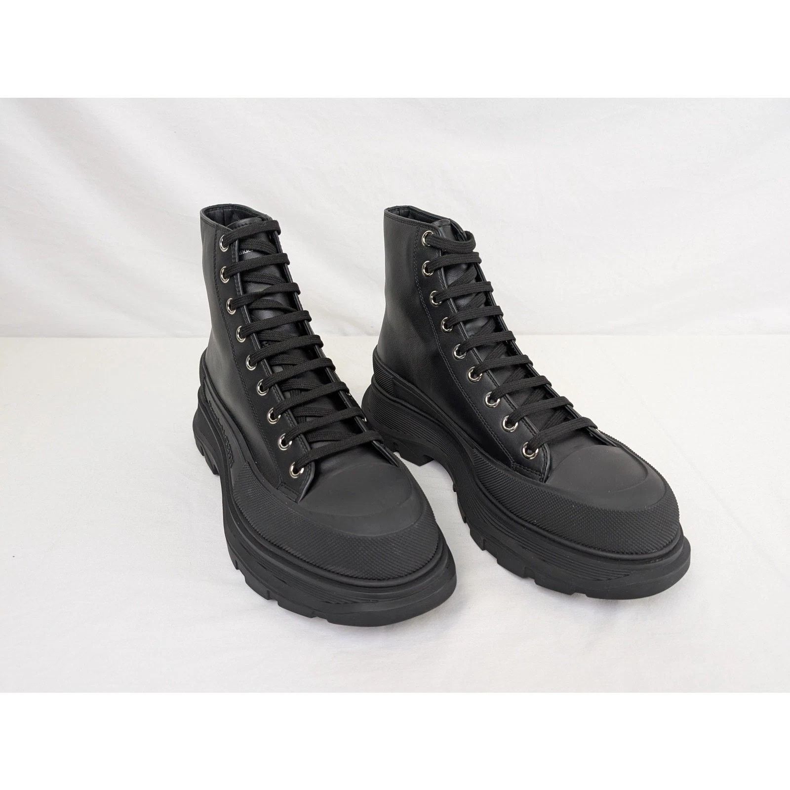 Alexander McQueen o1rshd1 Pelle S.Gomma Boots in Black/Silver Size US 13 / EU 46 - 5 Thumbnail