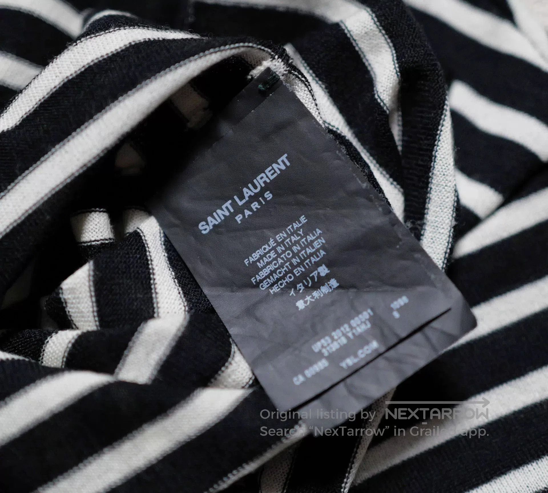 Saint Laurent Paris Saint Laurent Striped Merino Wool Pocket Tee. Size US S / EU 44-46 / 1 - 4 Thumbnail