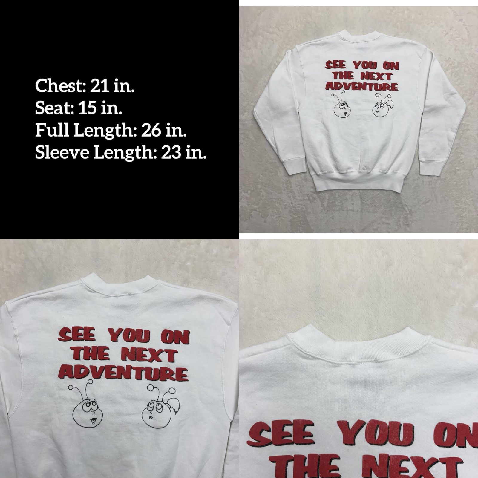 Fruit Of The Loom VINTAGE Billy Bee Productions Sweatshirt Mens M White Cartoon Graphic 90s Size US M / EU 48-50 / 2 - 8 Thumbnail