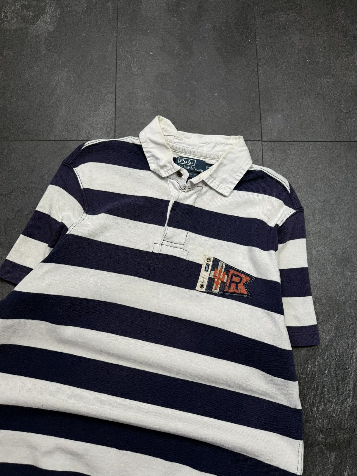 Polo Ralph Lauren × Streetwear × Vintage Vintage polo Ralph Lauren big logo flag polo tee Size US L / EU 52-54 / 3 - 2 Thumbnail