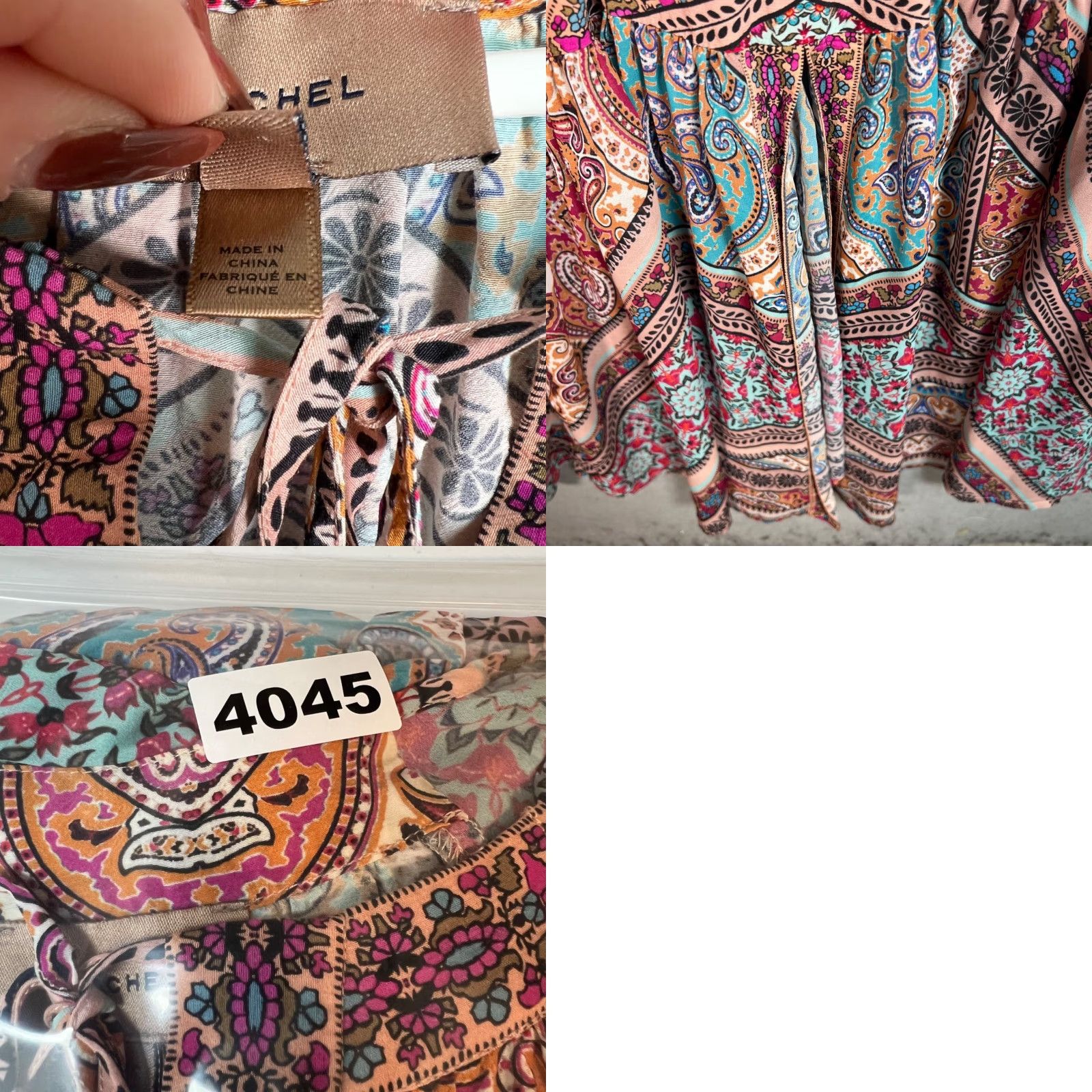 Vintage Kachel Womens XS Boho Patterned Maxi Dress with Tassels & Flowy Fit - Floral V-Neck Long Summer Casual Size XS / US 0-2 / IT 36-38 - 8 Thumbnail