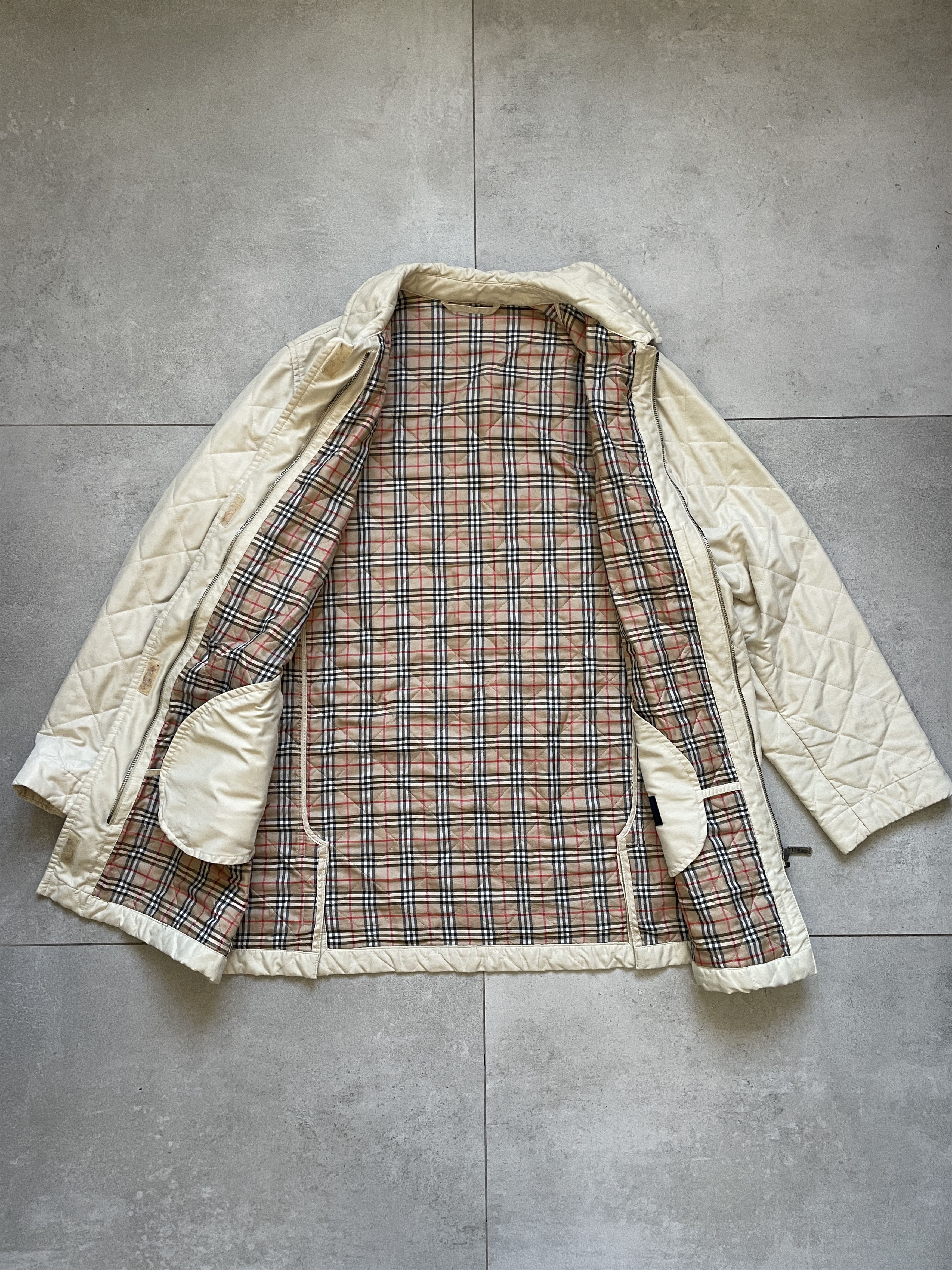 Burberry VINTAGE 90S BURBERRYS OLD MONEY BEIGE QUILTED COAT JACKET Size L / US 10 / IT 46 - 3 Thumbnail