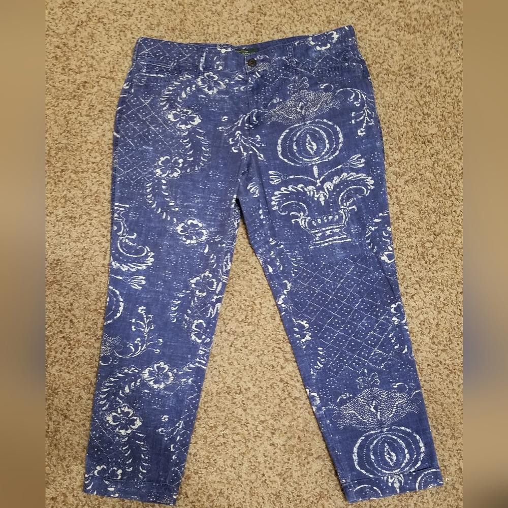 Polo Ralph Lauren LRL Ralph Lauren Blue Patterned Jeans Size 10 Size 32" / US 10 / IT 46 - 2 Thumbnail